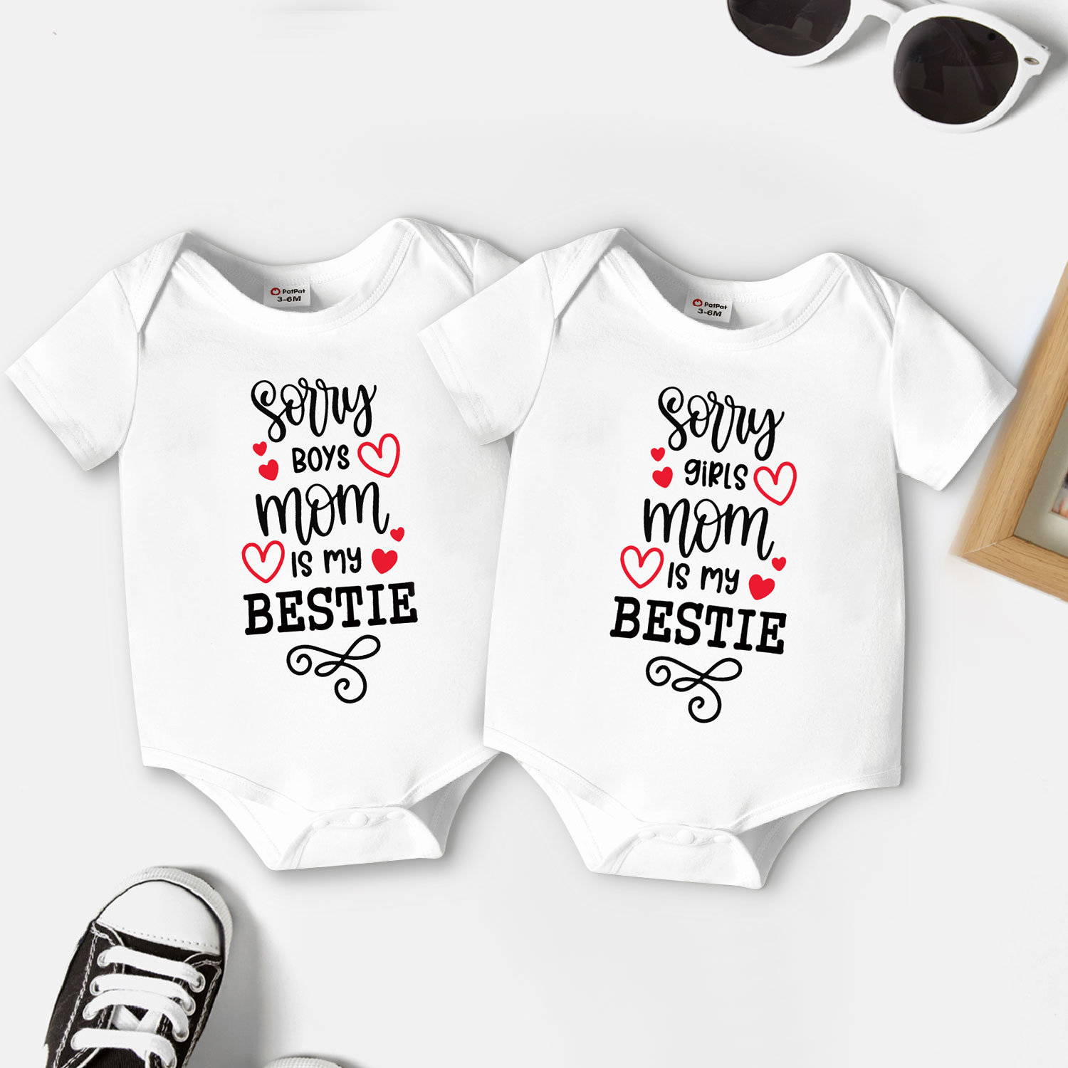 

Baby Boy/Girl Letter Print White Short-sleeve Romper