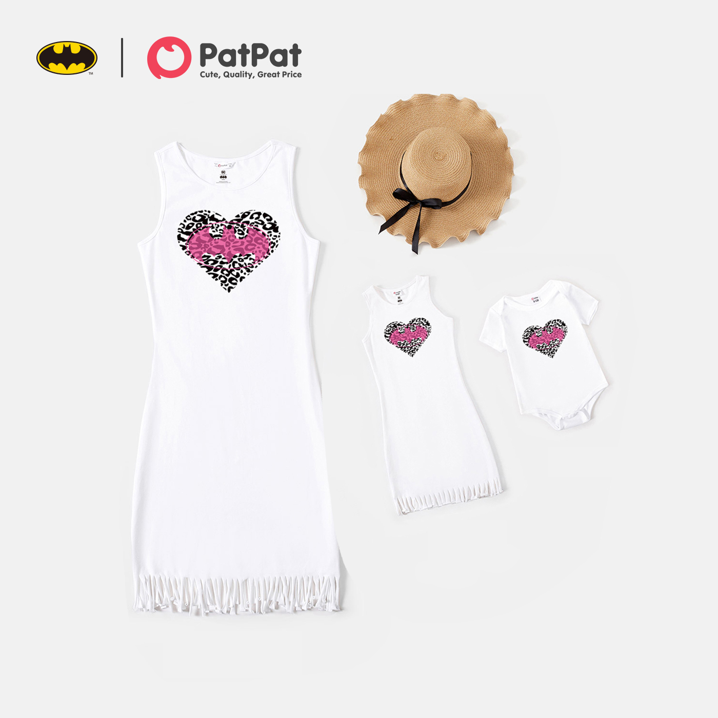

Batman Mommy and Me Classic Logo and Heart Print 100% Cotton Tank Dress