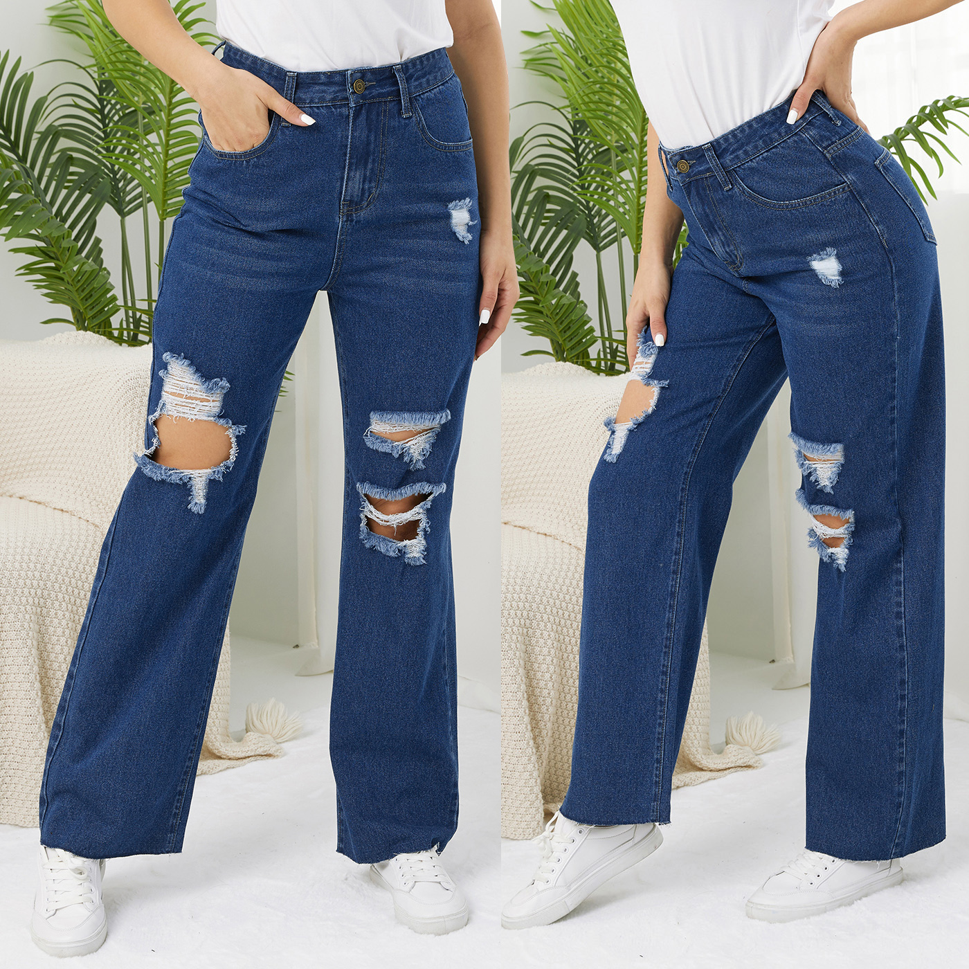 

Street Style Ripped Straight Jeans