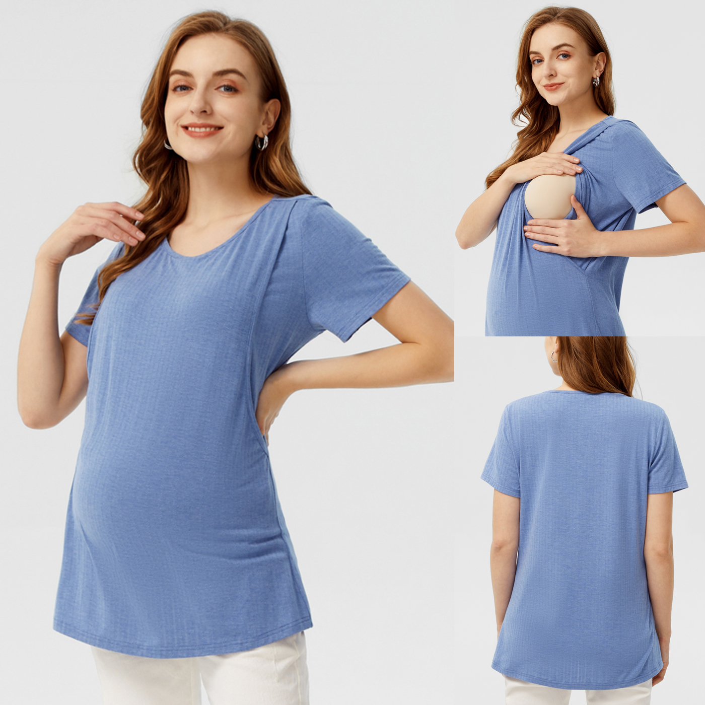 

Nursing Minimalist Blue Short-sleeve Tee