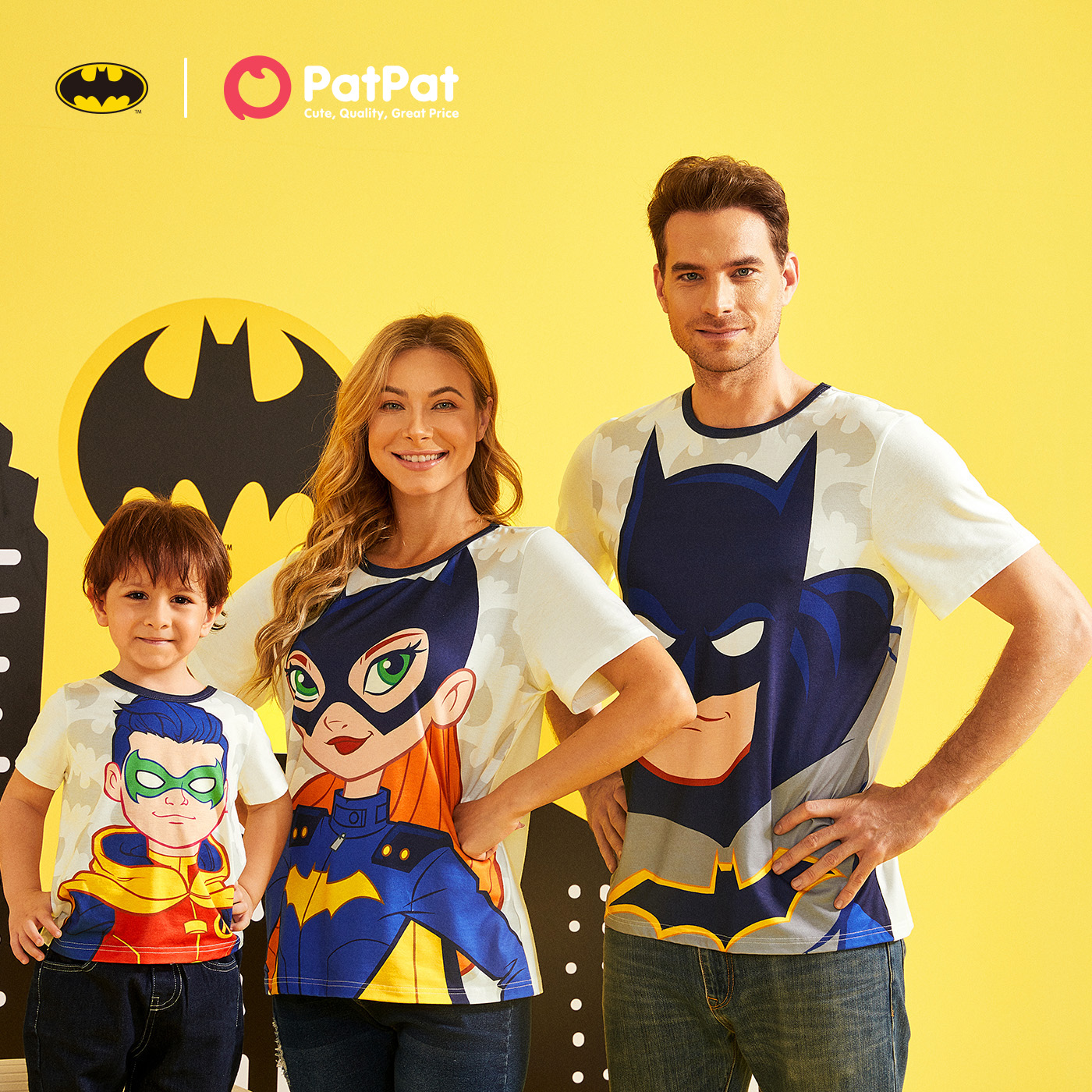 

Batman Family Matching Graphic White Short-sleeve T-shirts