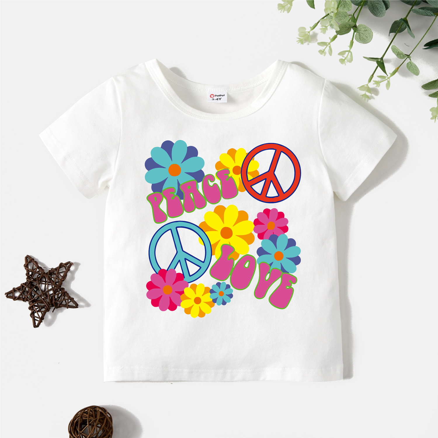 

Toddler Girl Floral Print White Short-sleeve Tee