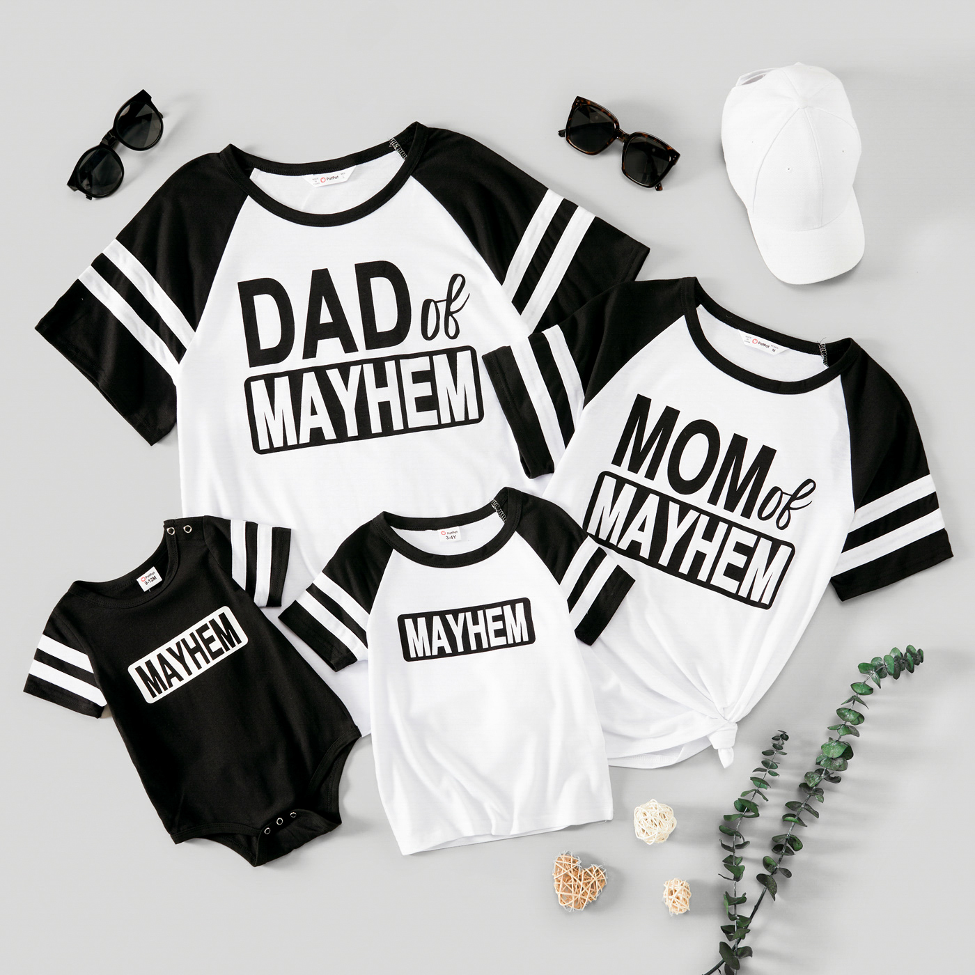 

Family Matching Letter Print Round Neck Short Raglan Sleeve T-shirts