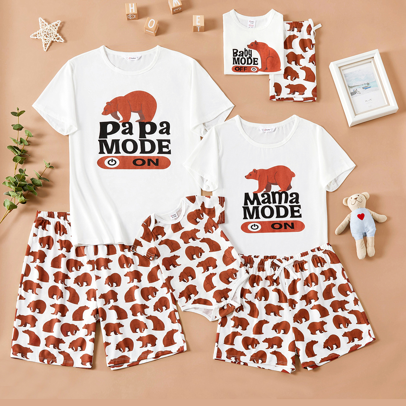 

Bear and Letter Print Family Matching Pajamas (Flame Resistant)