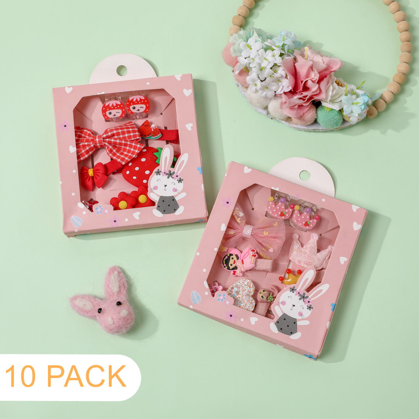 

10-pack Floral Bow Fruit Crown Cartoon Decor Hair Clips Princess Hair Accessories for Girls