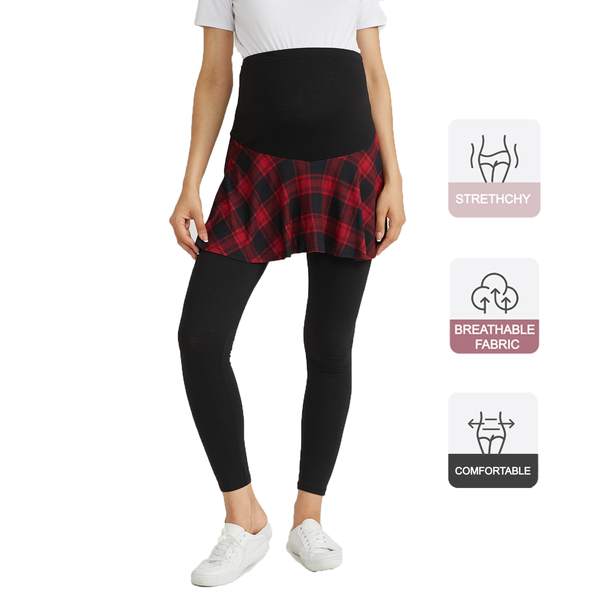 

Maternity casual Plaid Print Skirt leggings
