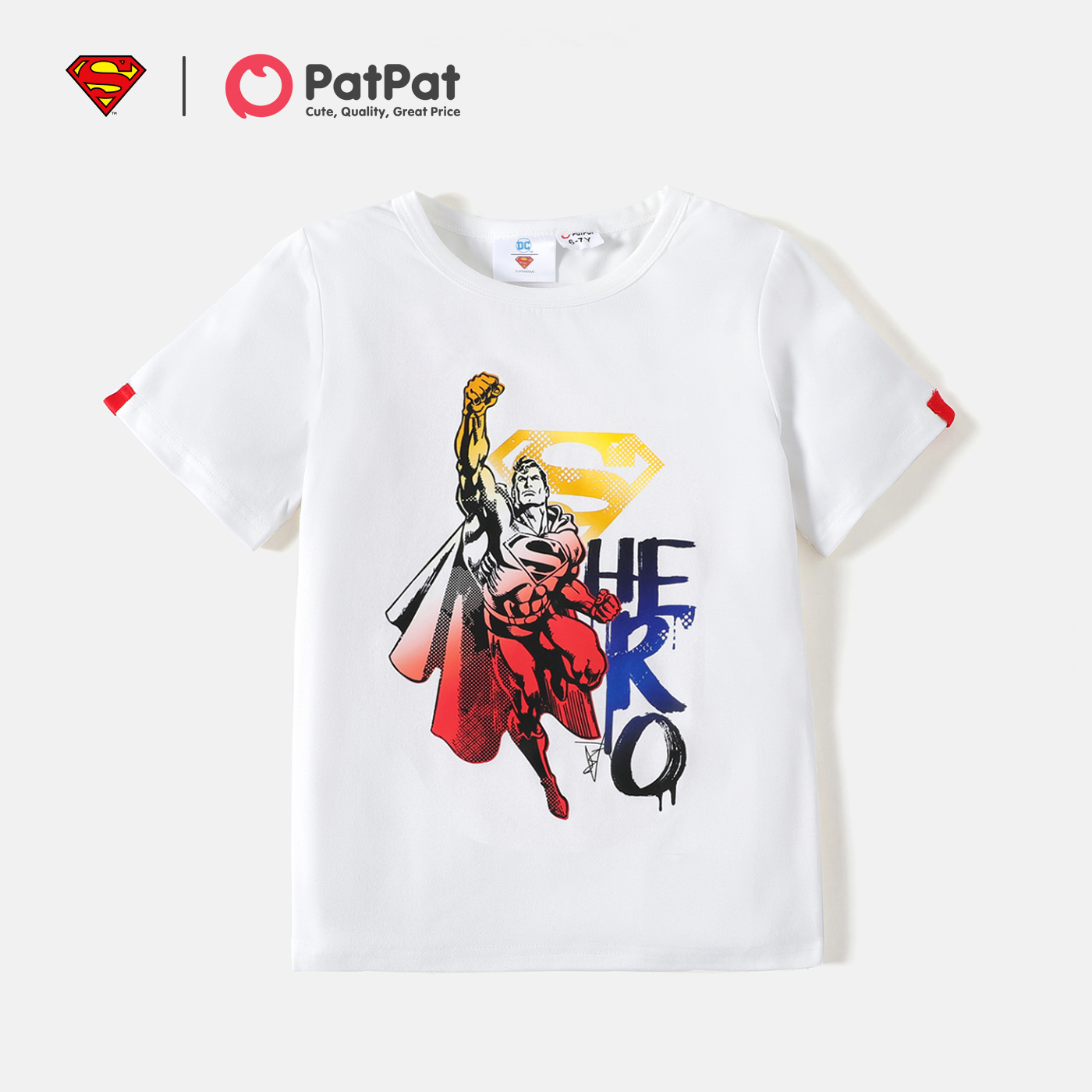 

Superman Kid Girl Letter Figure Print Short-sleeve White Tee