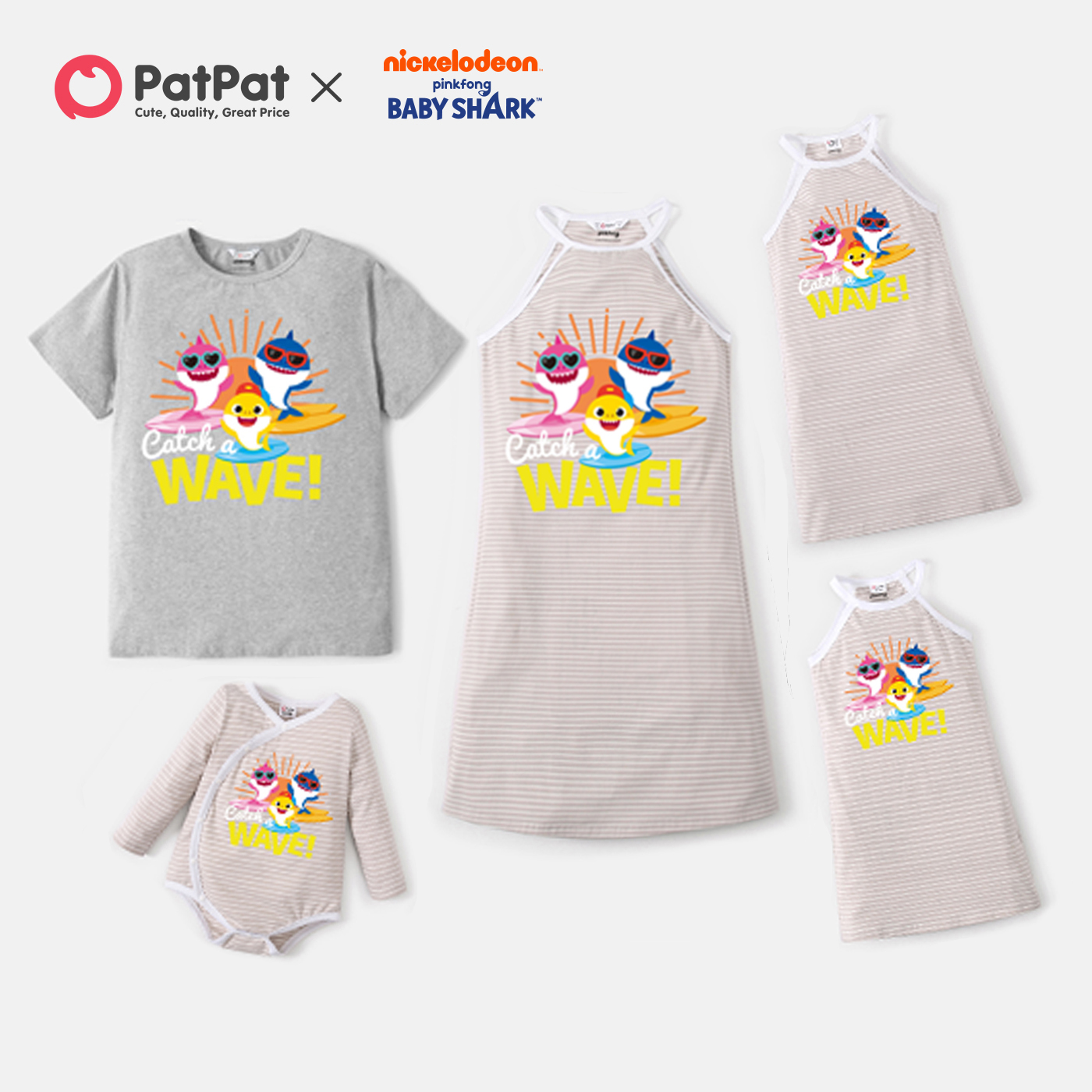 

Baby Shark Family Matching Cotton Stripe Tank Dress and Tee