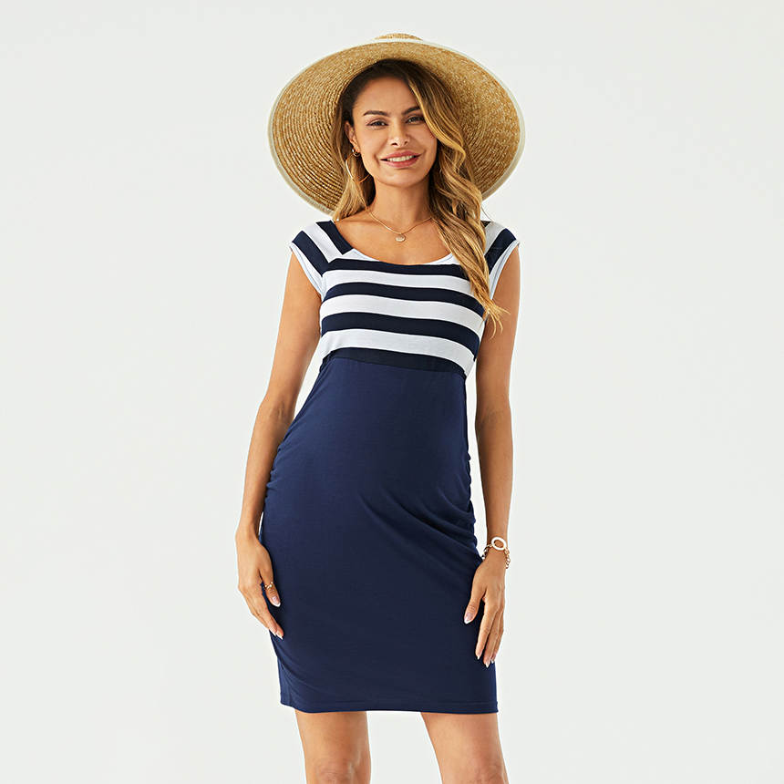 

Maternity Striped Panel Bodycon Tank Dress