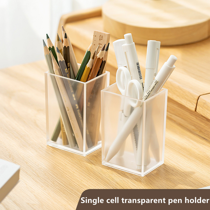 

Acrylic Square Pen Holder Transparent Pencil Organizer Cup Desk Organizer Storage Makeup Cosmetic Brush Storage Box