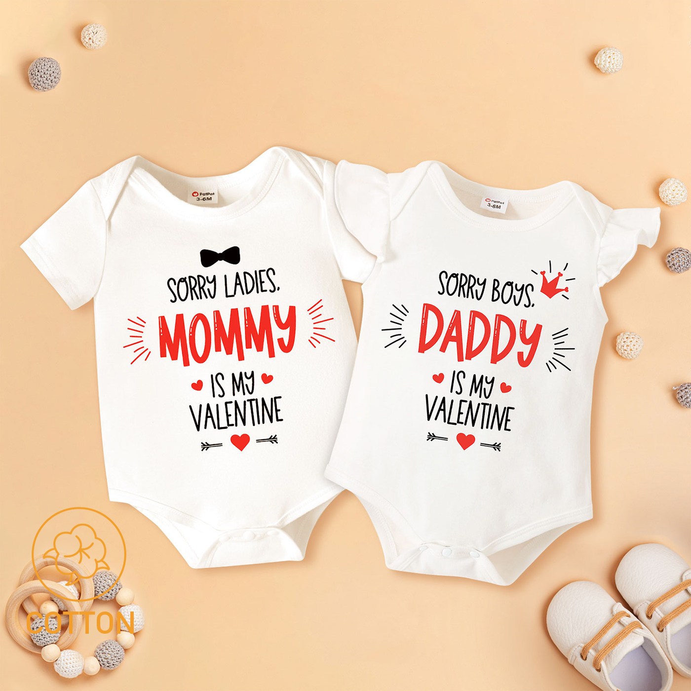 

Valentine's Day Baby Boy/Girl Graphic Letter Print White Short-sleeve Romper
