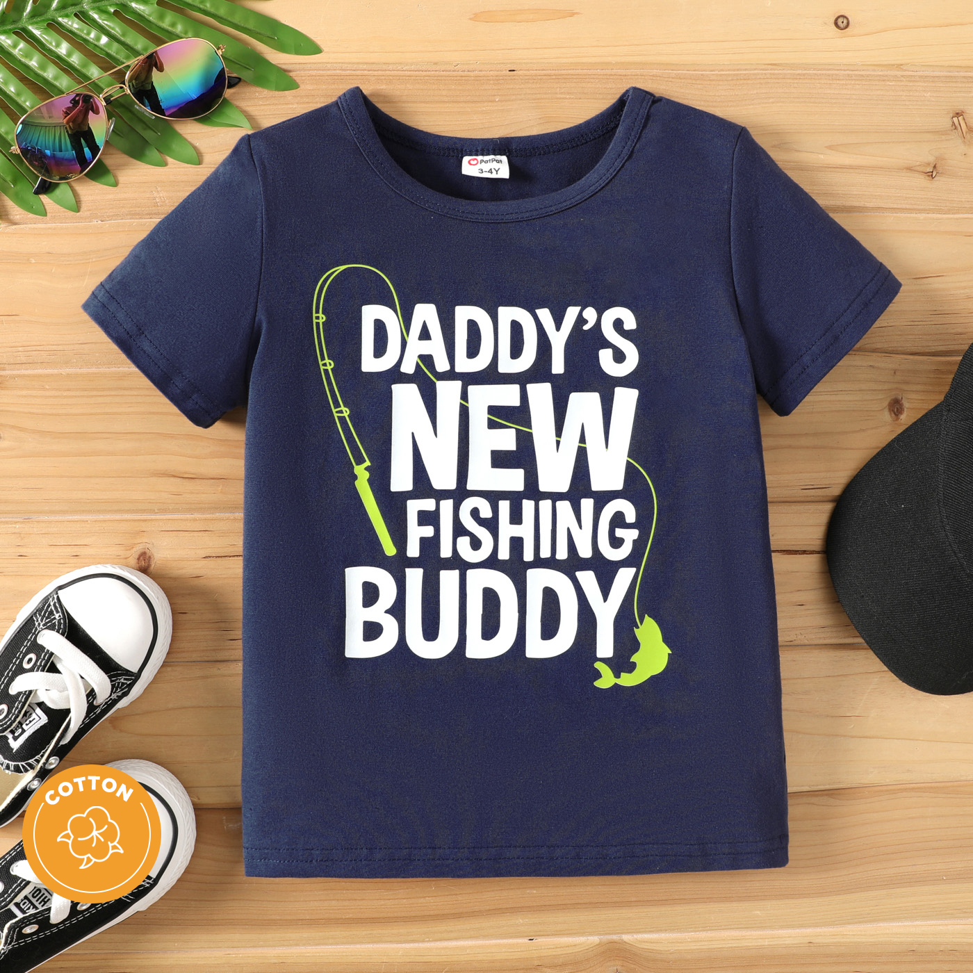 

Toddler Boy Letter Print Short-sleeve Dark Blue Tee