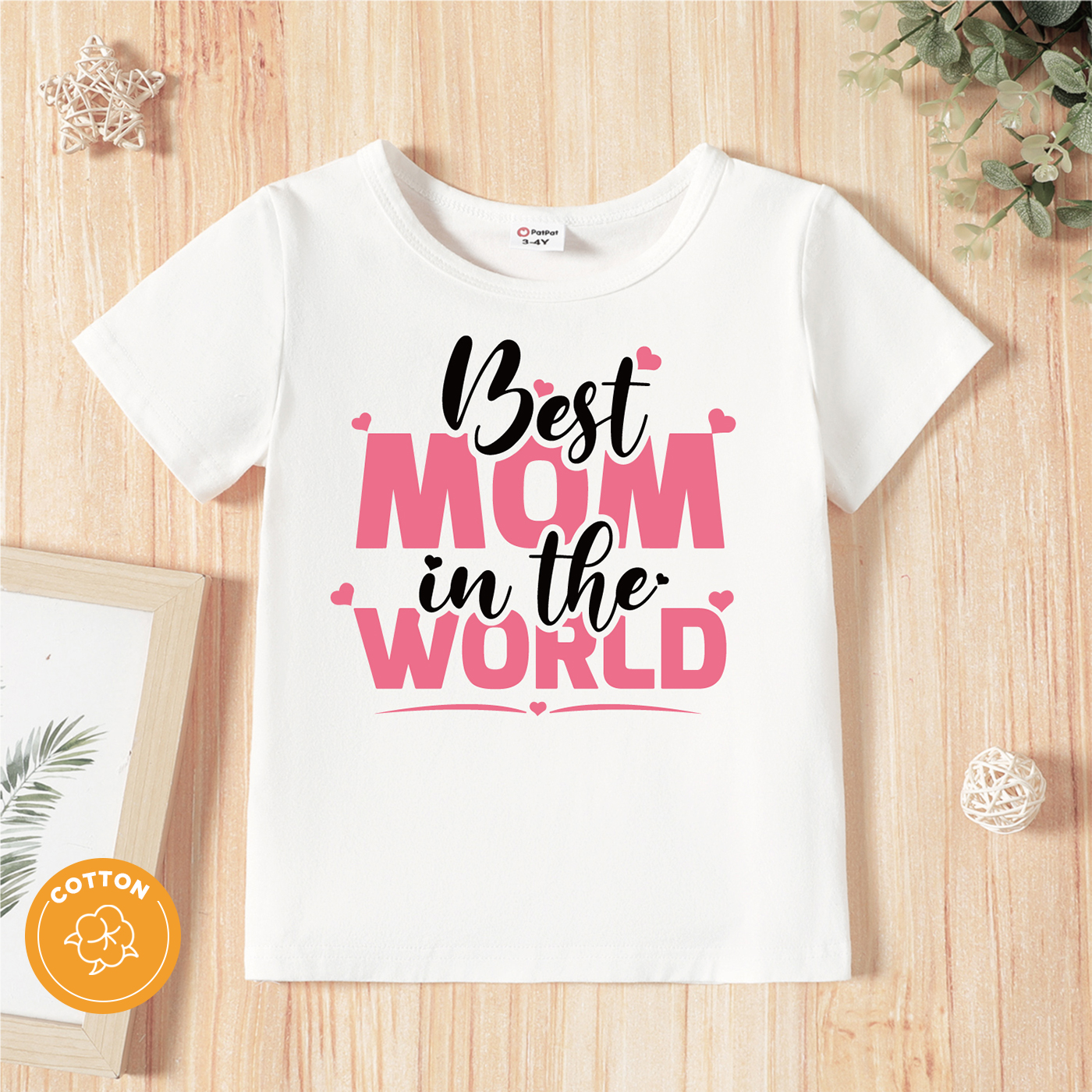 

Toddler Girl Letter Print White Short-sleeve Tee
