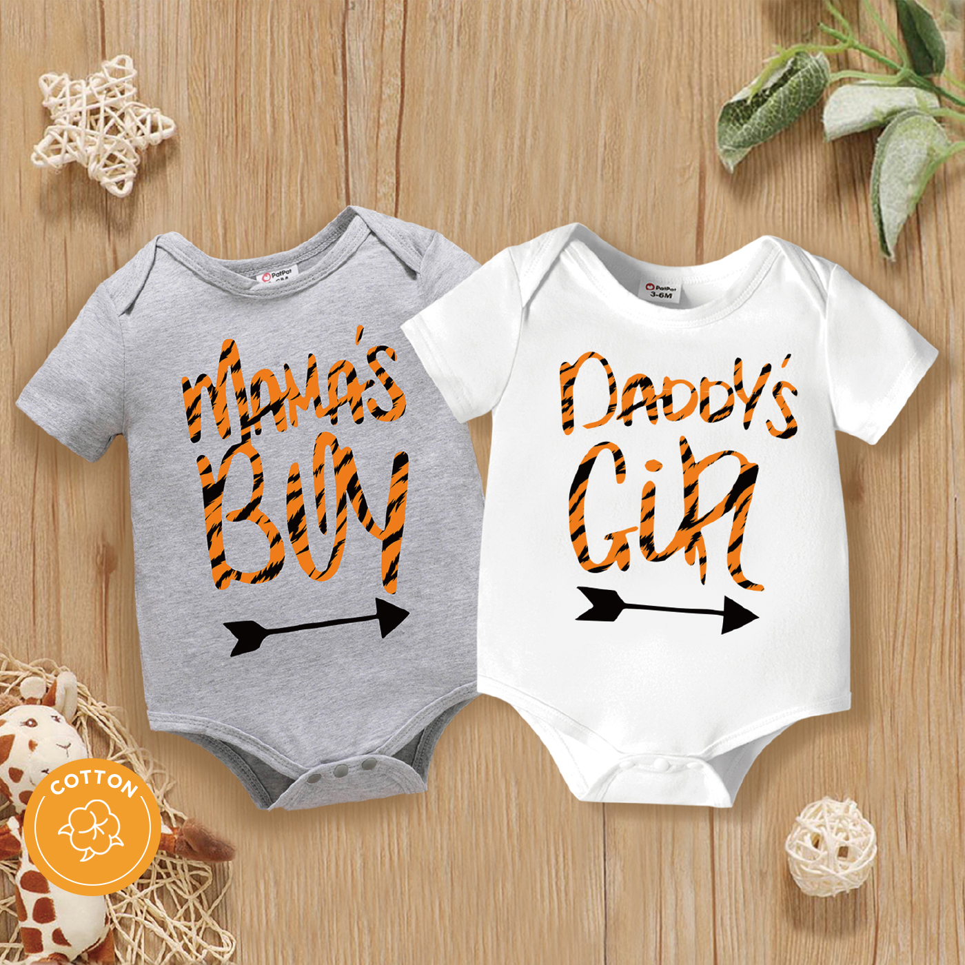 

Baby Boy 95% Cotton Short-sleeve Letter Print Grey/White Romper