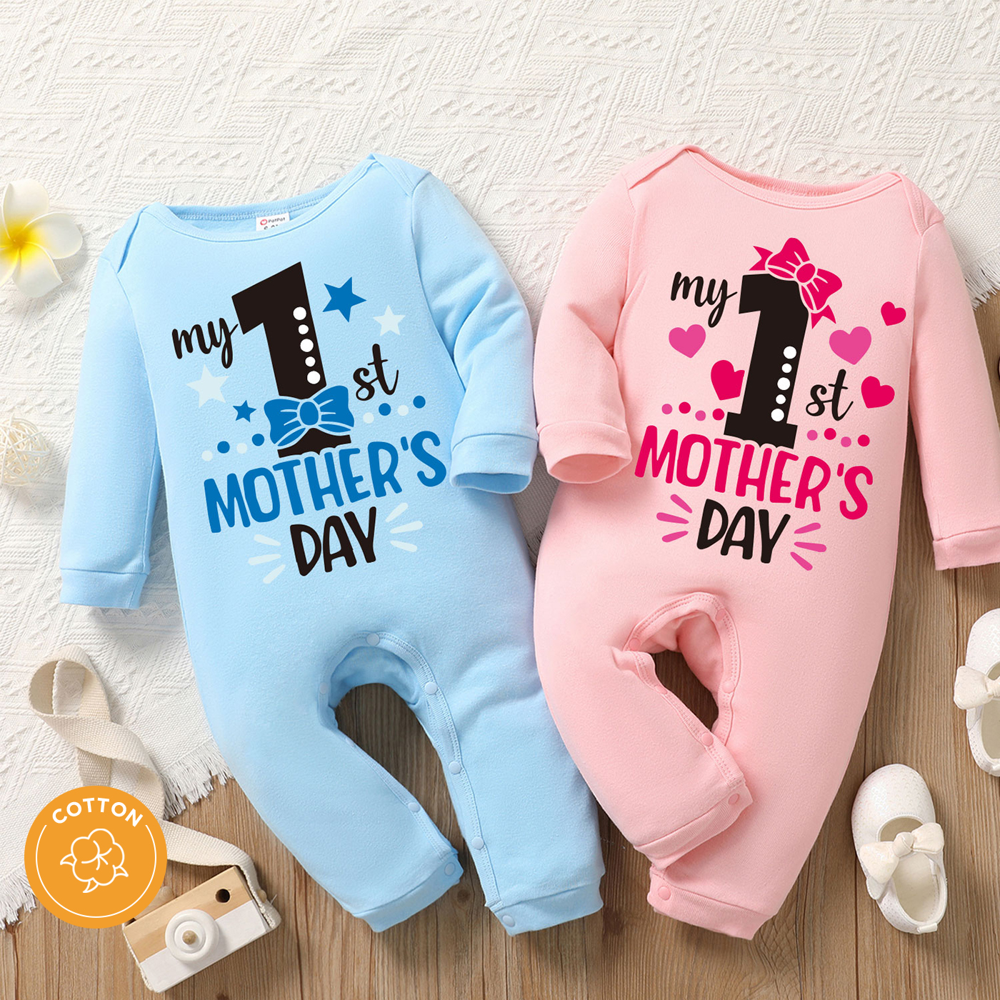 

Mother's Day Baby Boy/Girl 95% Cotton Long-sleeve Letter Print Jumpsuit
