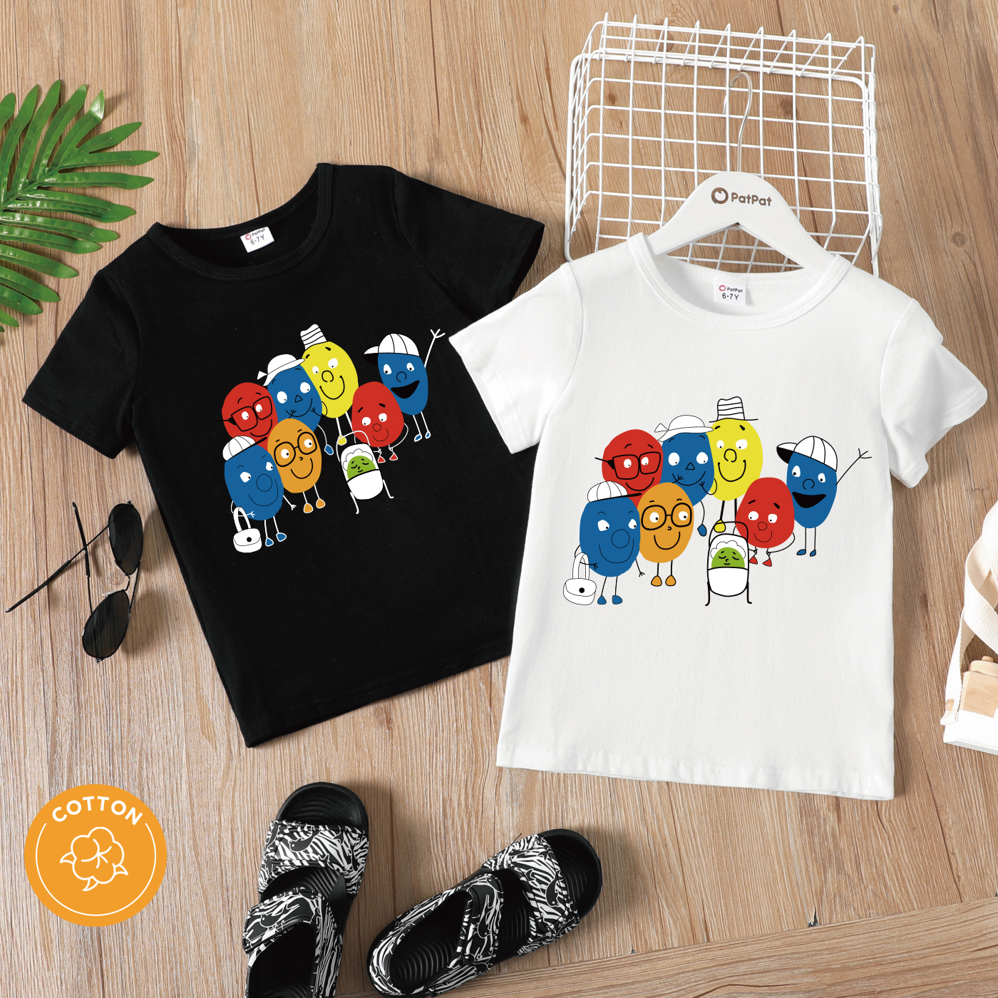 

Kid Boy/Kid Girl Cartoon Print Short-sleeve Cotton Tee