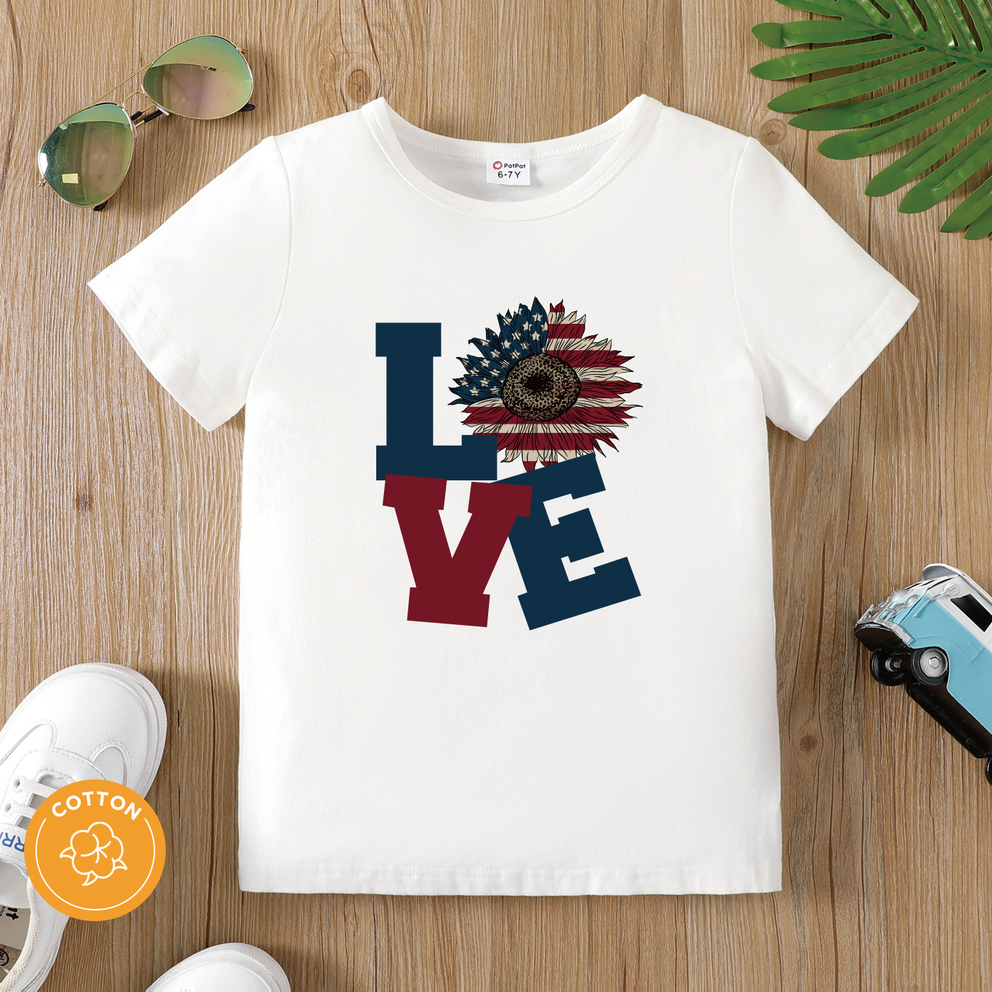 

Independence Day Kid Boy Letter Print Short-sleeve White Cotton Tee