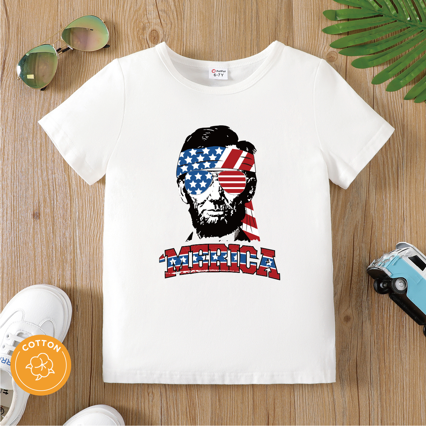 

Independence Day Kid Boy 95% Cotton Letter Figure Print Short-sleeve Tee