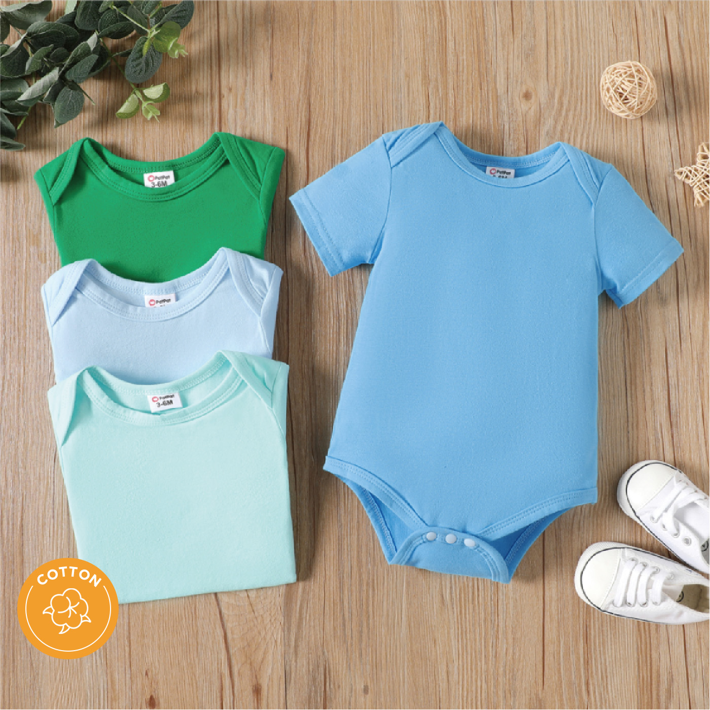 

Baby Solid color Short-sleeve Romper