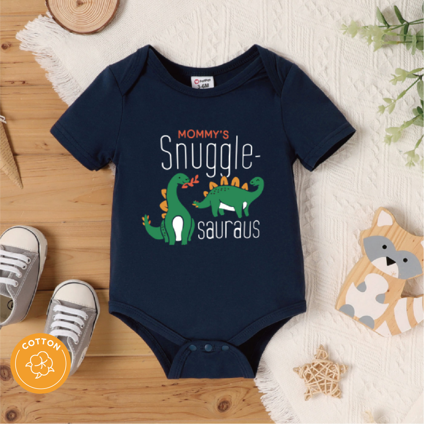 

Baby Boy Graphic Dinosaur Print Short-sleeve Romper