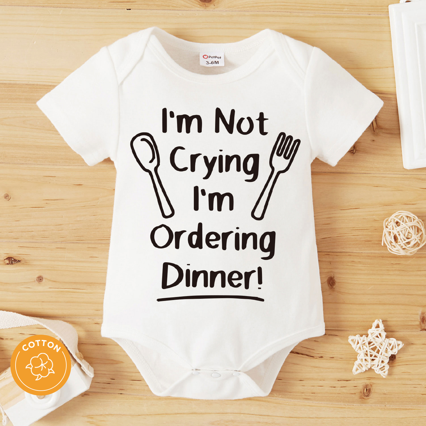 

100% Cotton Baby Boy/Girl Letter Print White Short-sleeve Romper