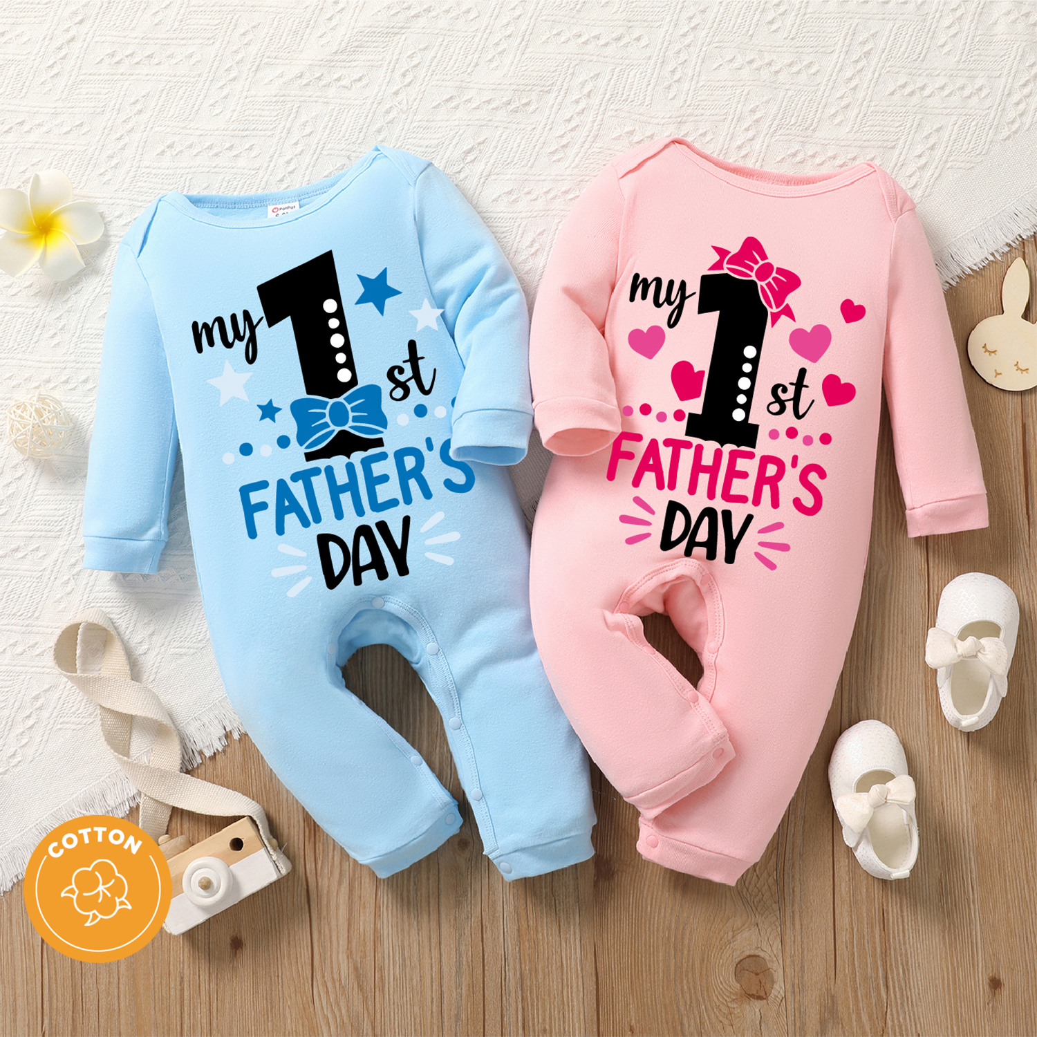 

Father's Day Baby Boy/Girl 95% Cotton Long-sleeve Letter Print Jumpsuit