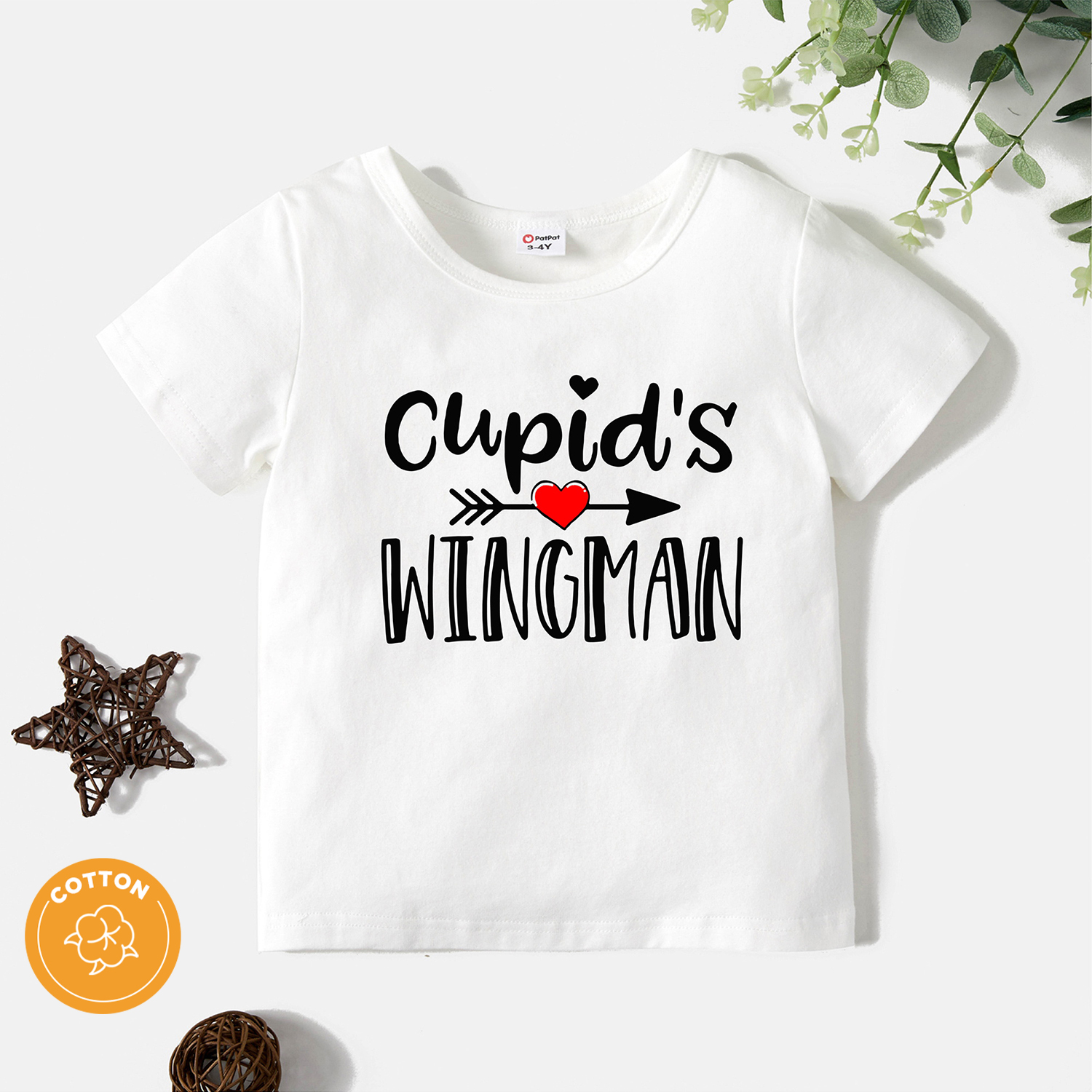 

Toddler Girl Letter Heart Print White Short-sleeve Tee