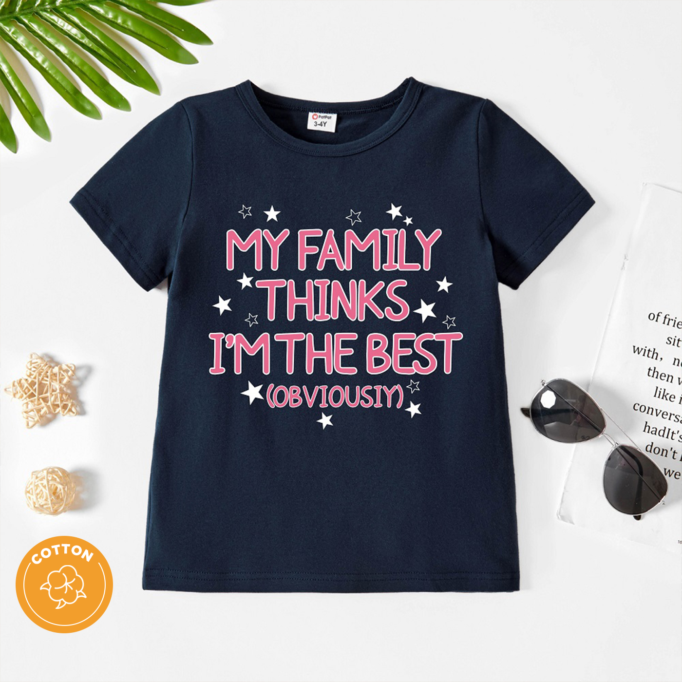 

Toddler Girl Letter Print Dark Blue Short-sleeve Tee