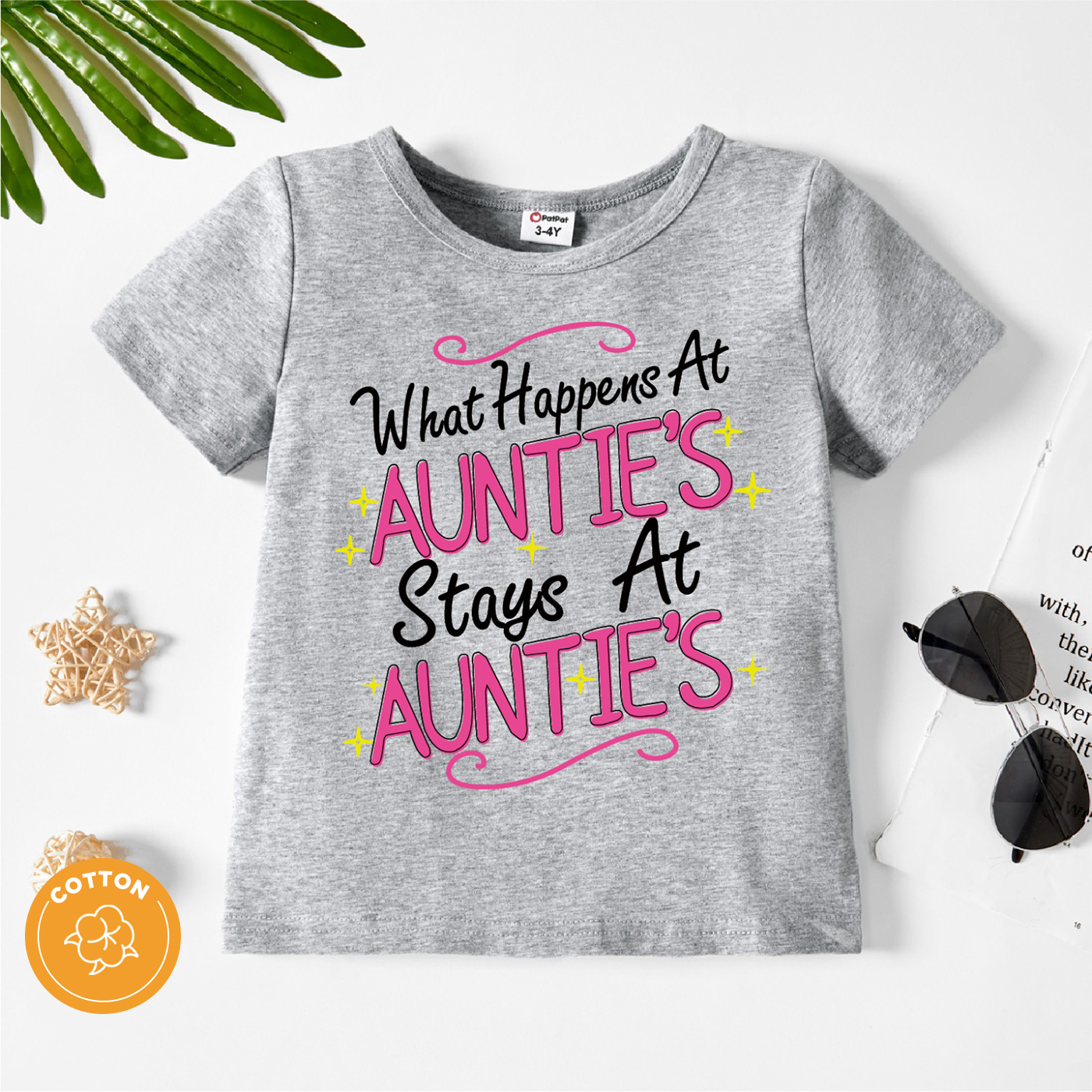 

Toddler Girl Letter Print Light gray Short-sleeve Tee