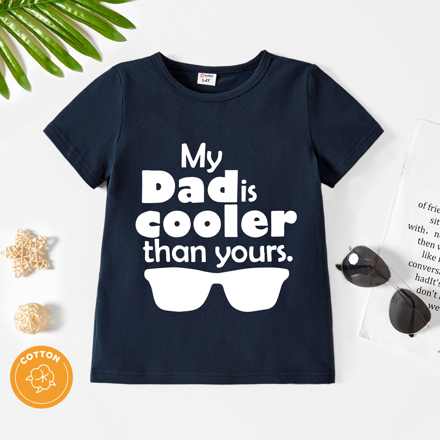 

Toddler Boy/Girl Casual Letter Print Short-sleeve Dark Blue Tee