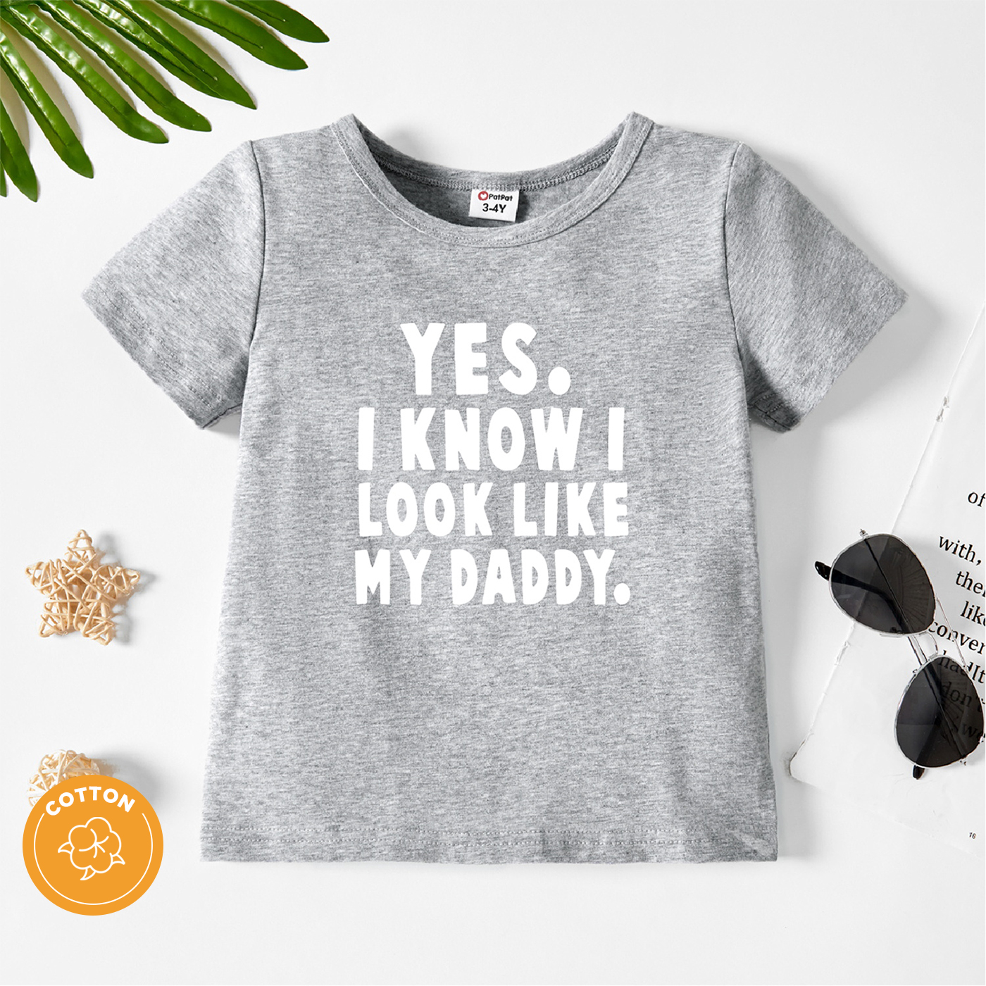 

Toddler Boy Basic Letter Print Grey Tee