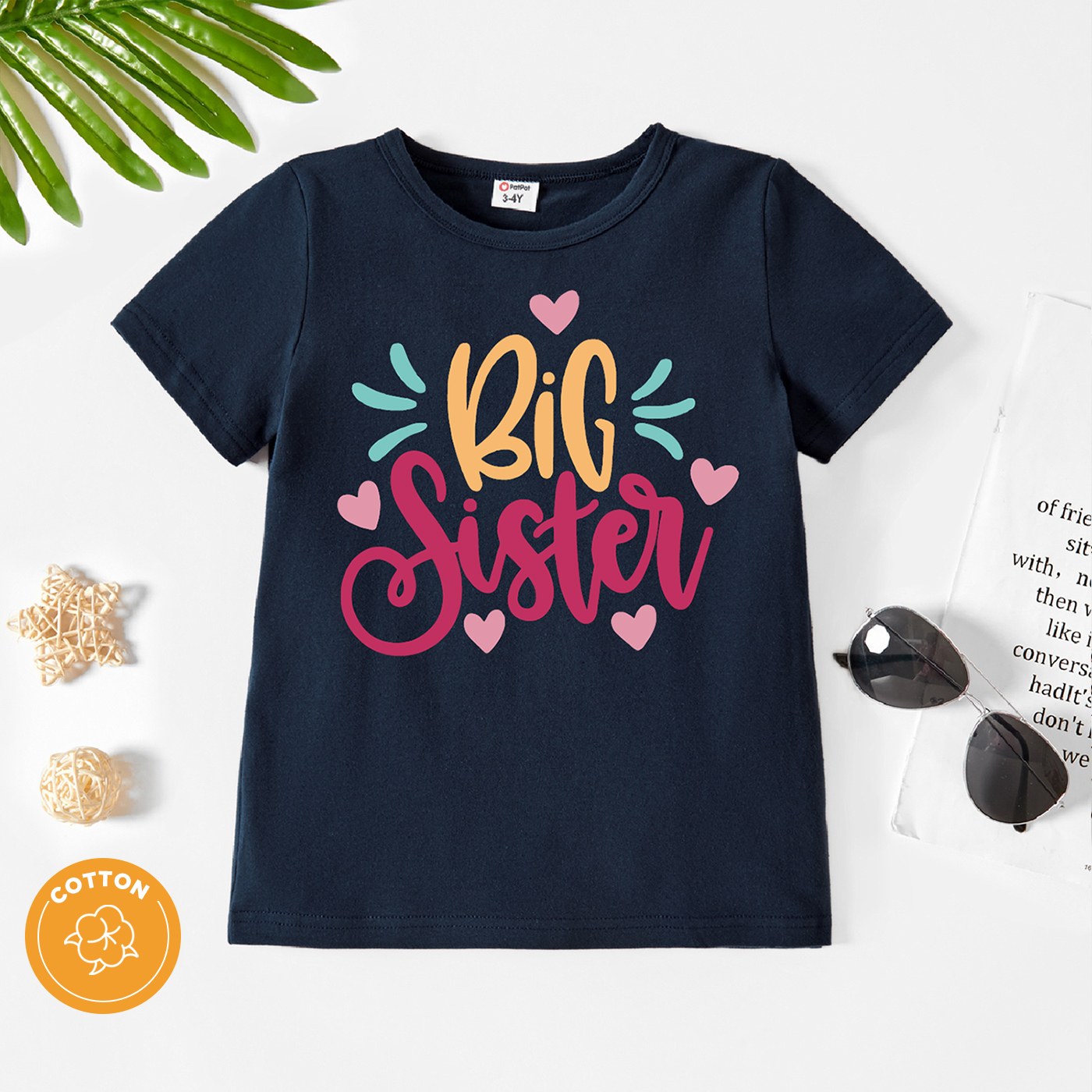 

Toddler Girl Letter Print Dark Blue Short-sleeve Tee