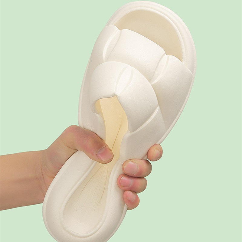 

Pure Color Cloud Slippers Soft Non-slip Home Bathroom Slippers Breathable Thick Sole