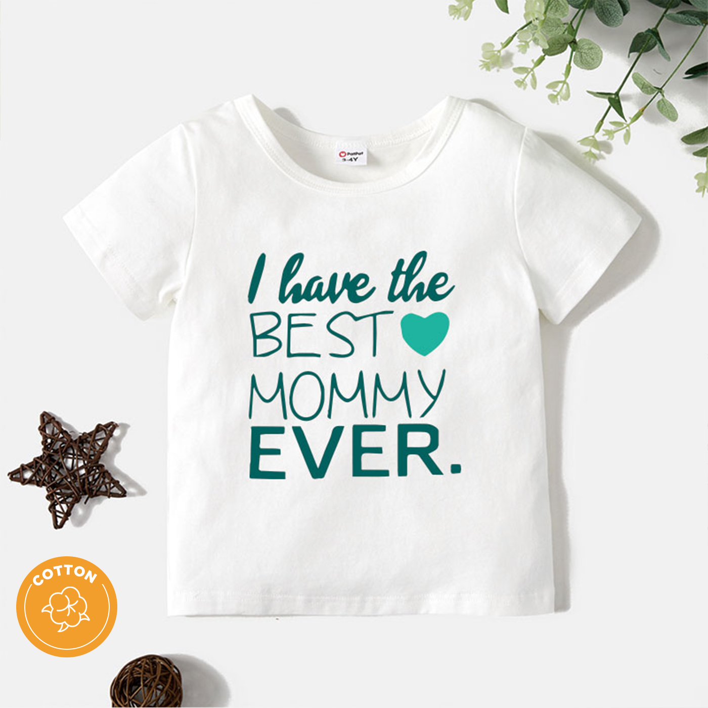 

Toddler Graphic Letter and Heart Print Short-sleeve Tee