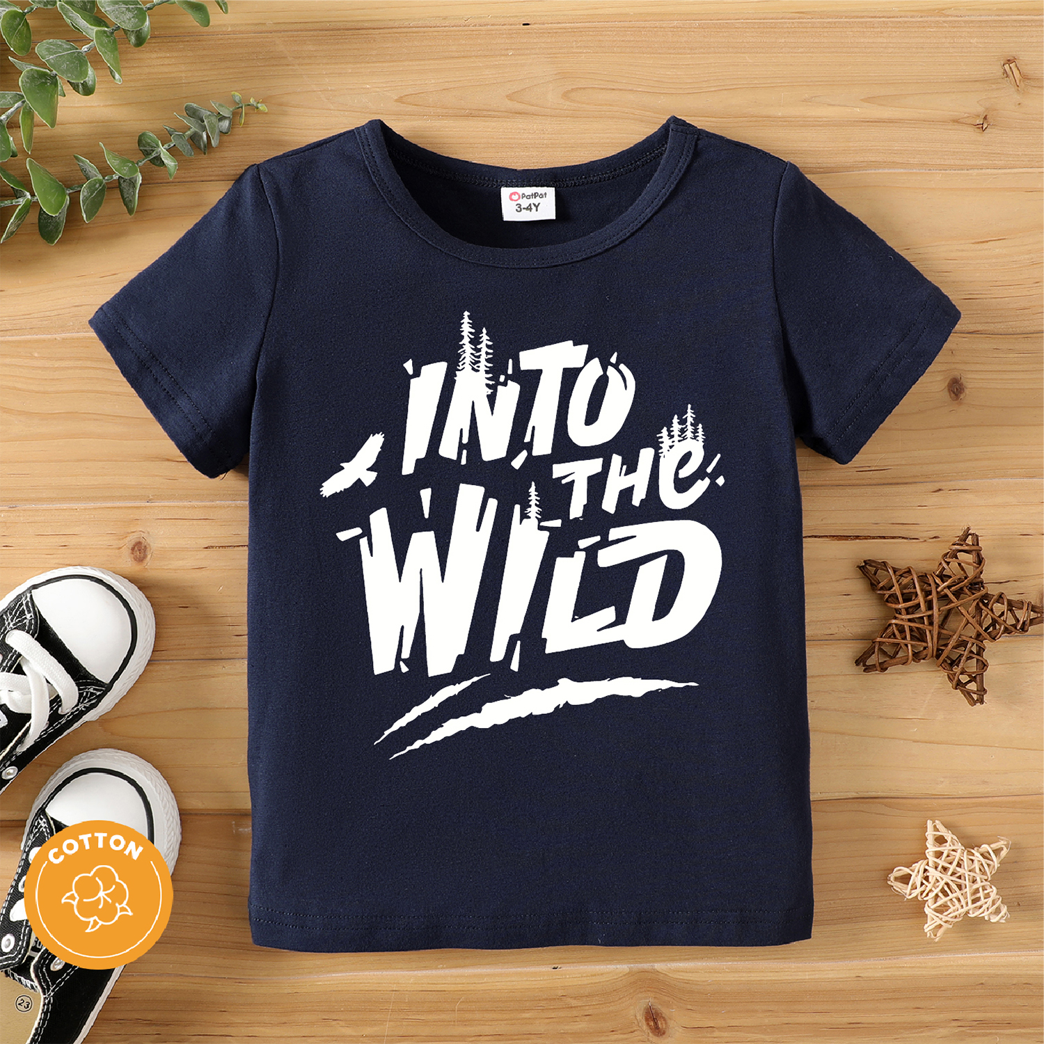 

Toddler Boy Casual Letter Print Short-sleeve Dark Blue Tee