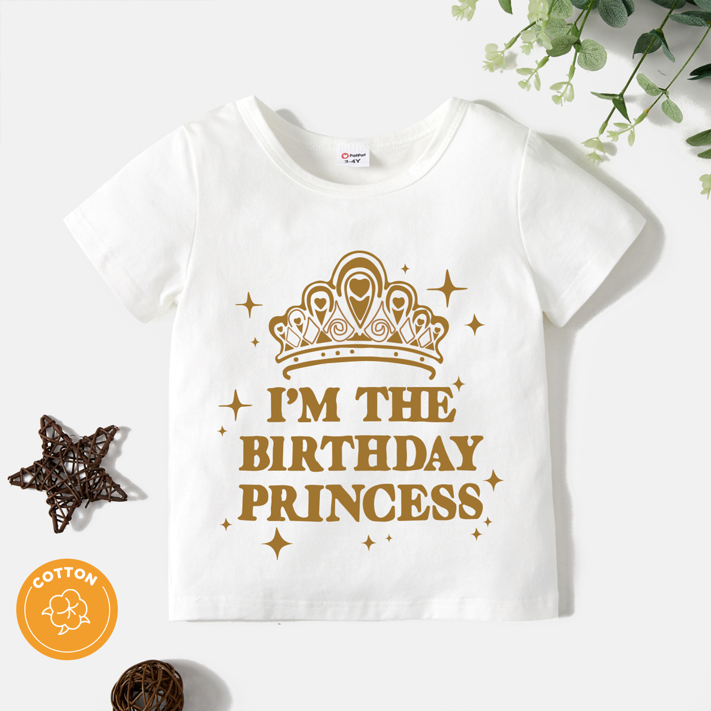 

Toddler Girl Graphic Crown and Stars and Letter Print Short-sleeve Tee