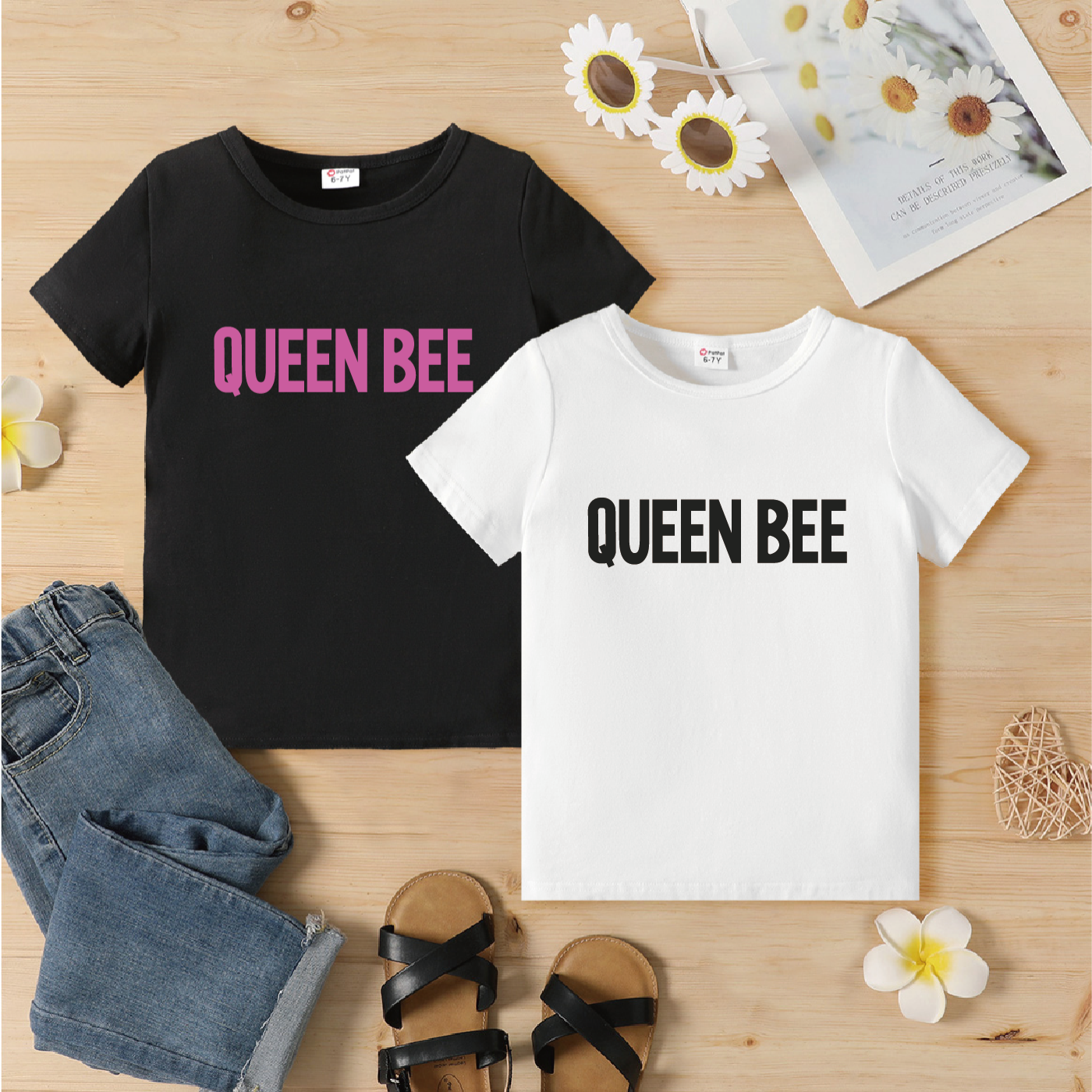

Kid Girl Casual Letter Print Short-sleeve Cotton Tee