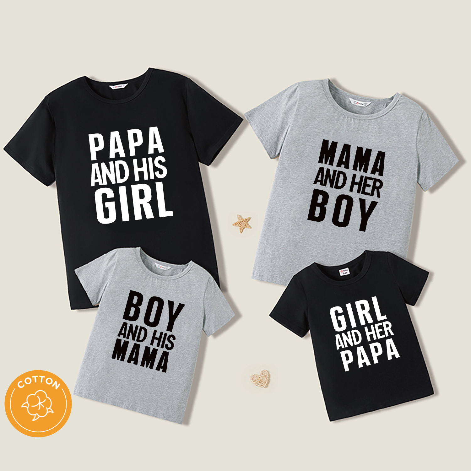 

Family Matching 95% Cotton Short-sleeve Letter Print T-shirts
