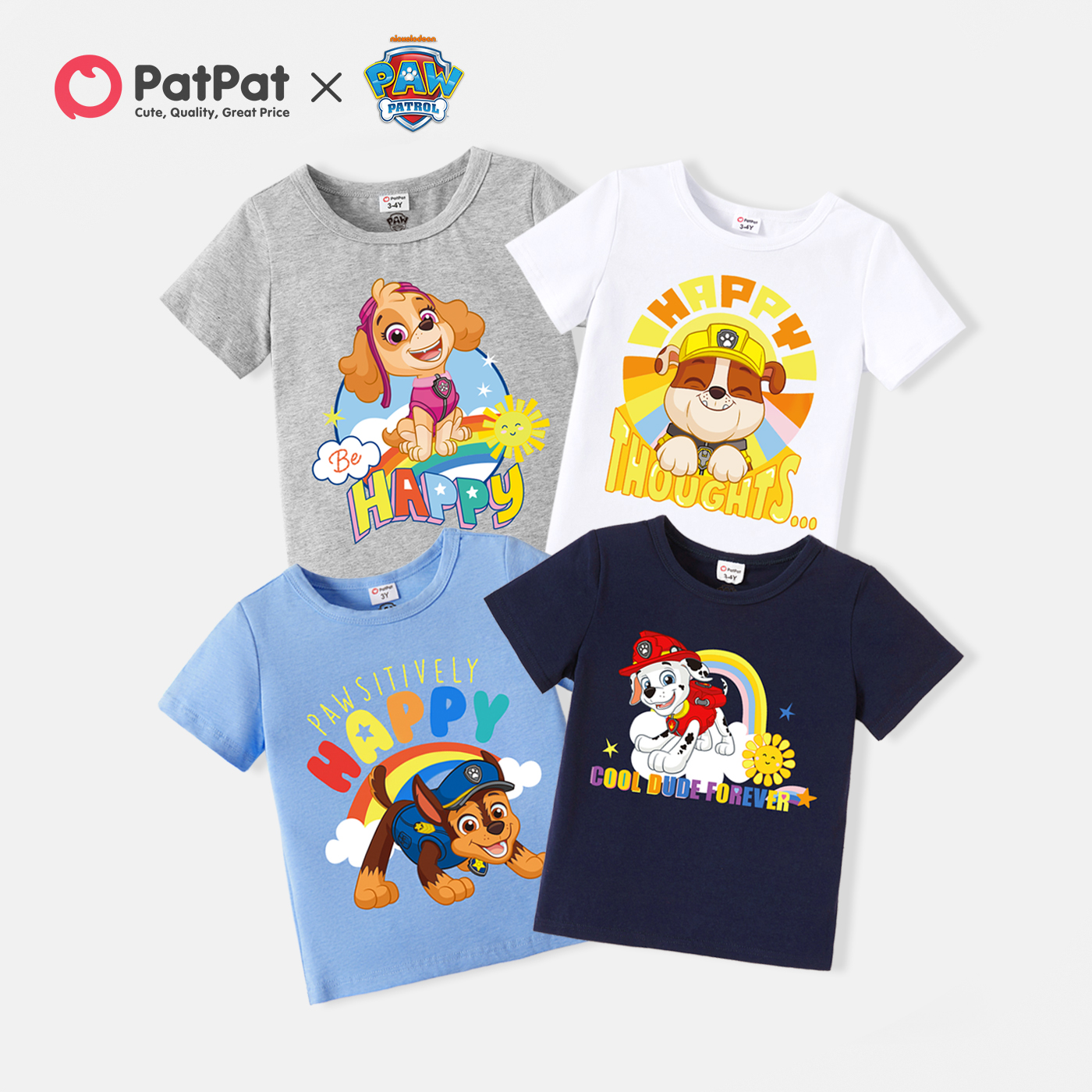 

PAW Patrol Toddler Boy/Girl Letter Rainbow Print Short-sleeve Cotton Tee