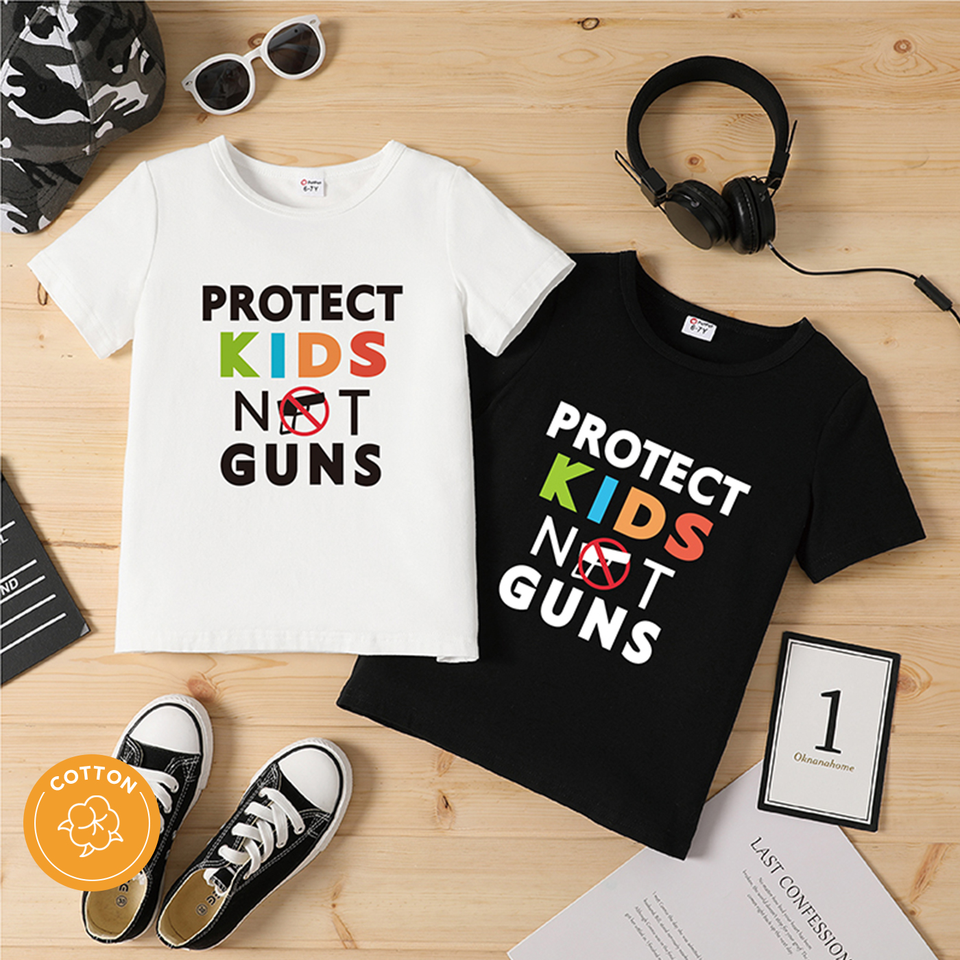 

Kid Boy/Kid Girl Colorful Letter Print Short-sleeve Cotton Tee