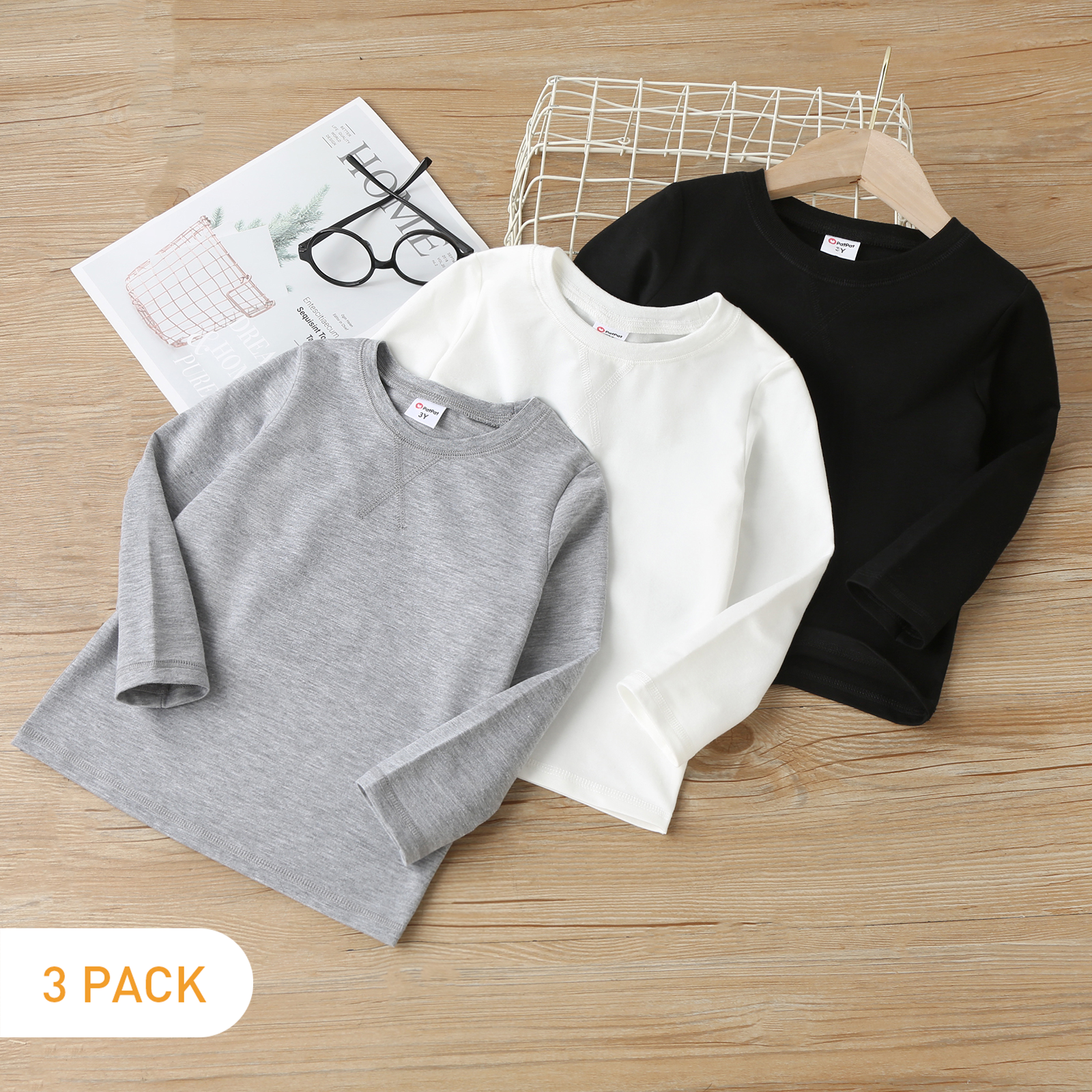 

3-Pack Toddler Boy Basic Solid Color Long-sleeve Tee
