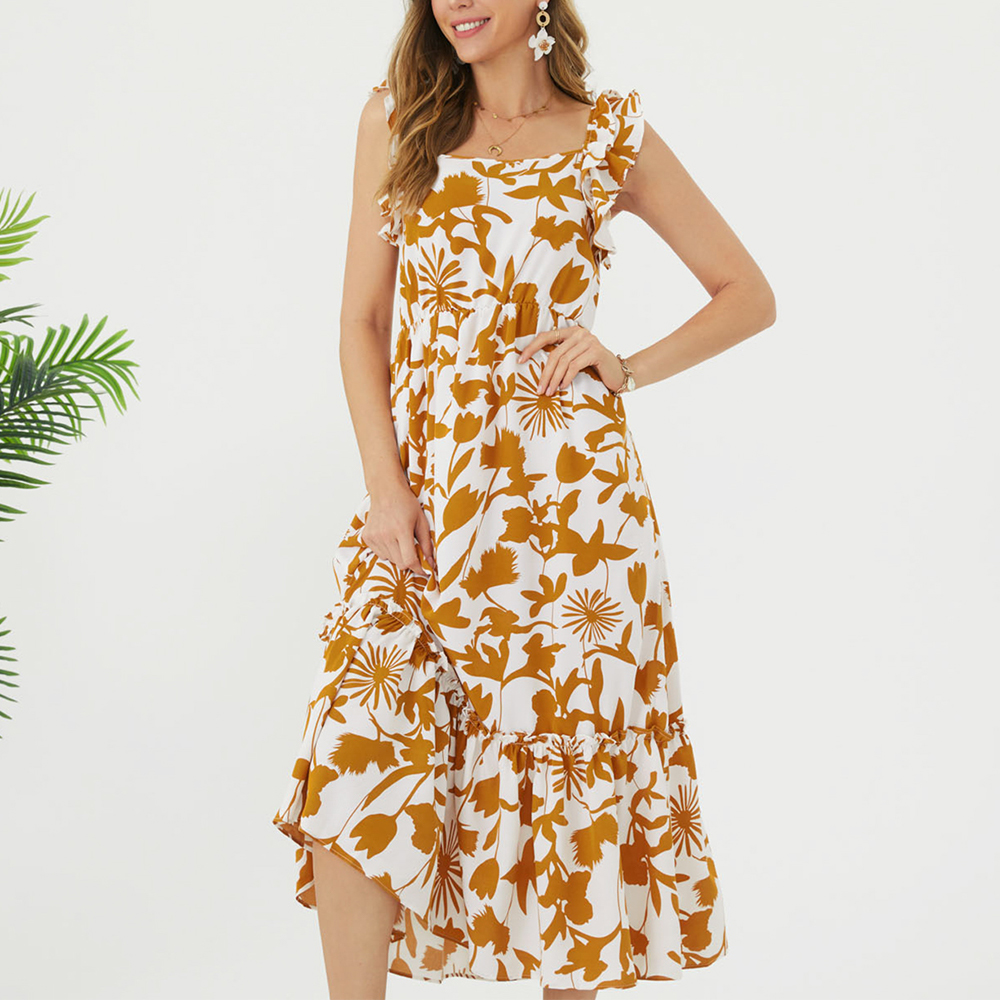 

Maternity Floral Print Ruffle Sleeve Tank Dress