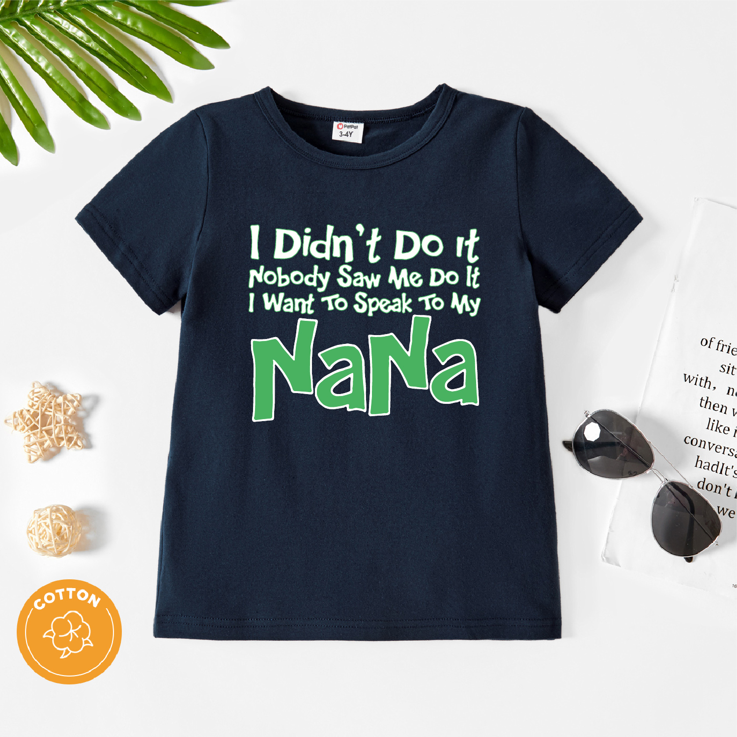 

Toddler Boy Casual Funny Letter Print Short-sleeve Dark Blue Tee