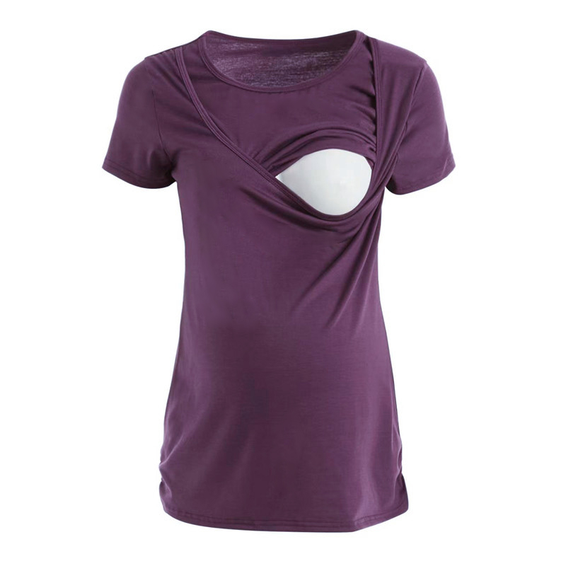 

Nursing Simple Purple Short-sleeve Top