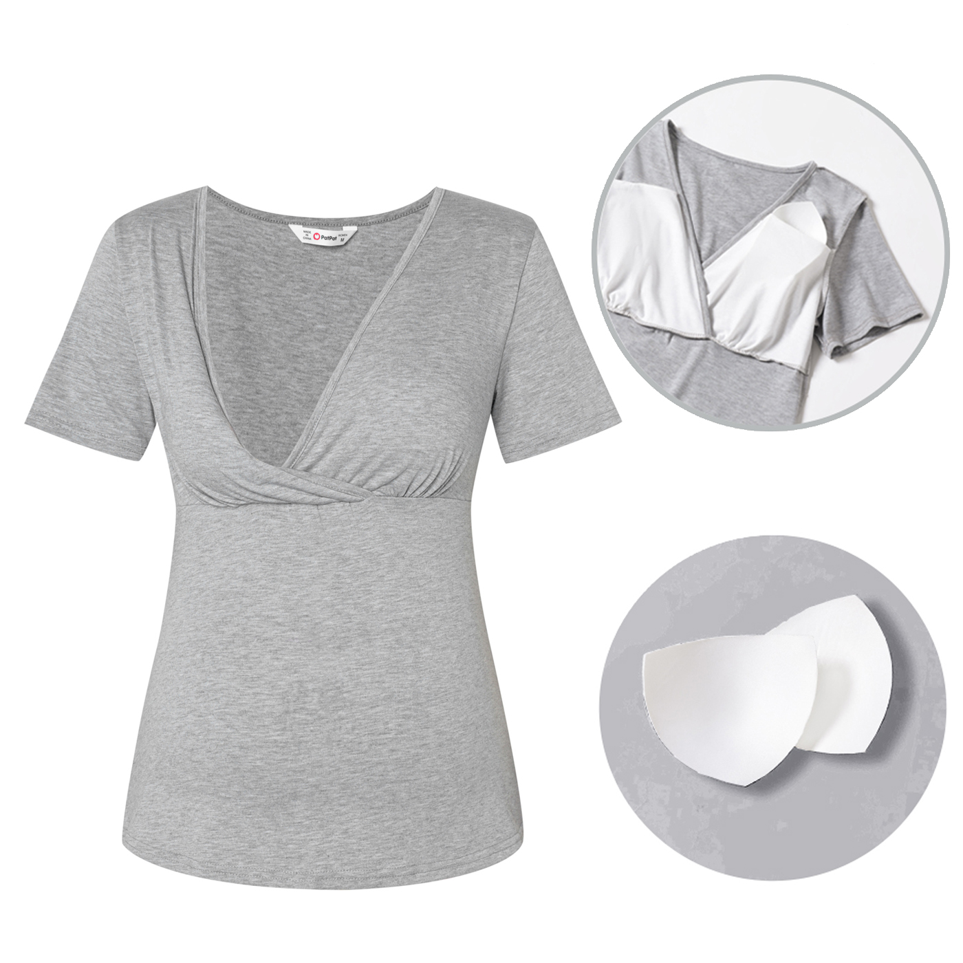 

Nursing Grey Short-sleeve Top with Build-in Bra