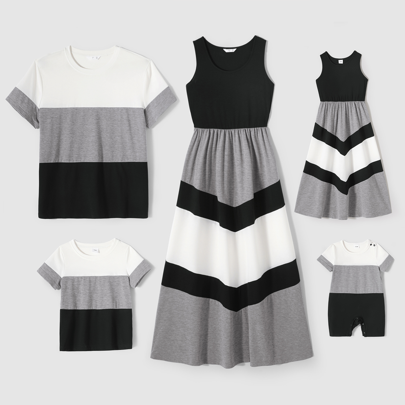 

Family Matching Colorblock Spliced Tank Dresses and Short-sleeve T-shirts Sets