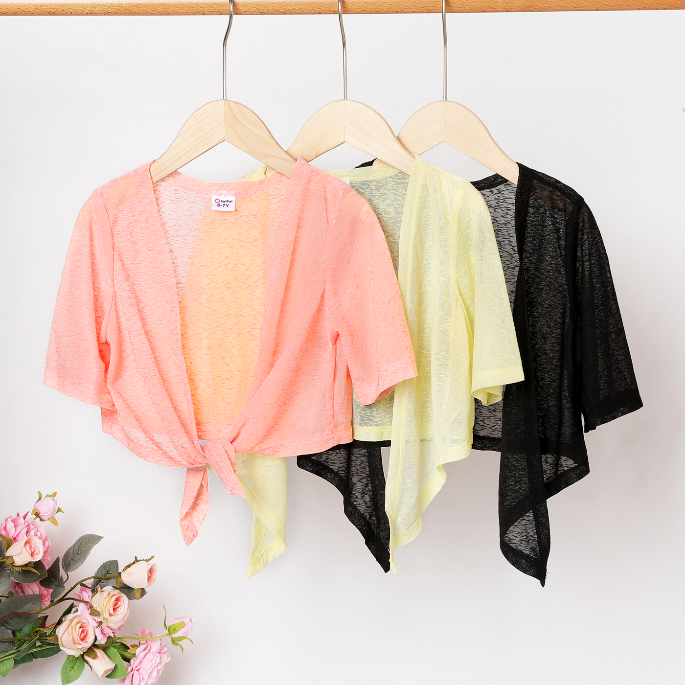 

Kid Girl Solid Color Tie Knot Cardigan