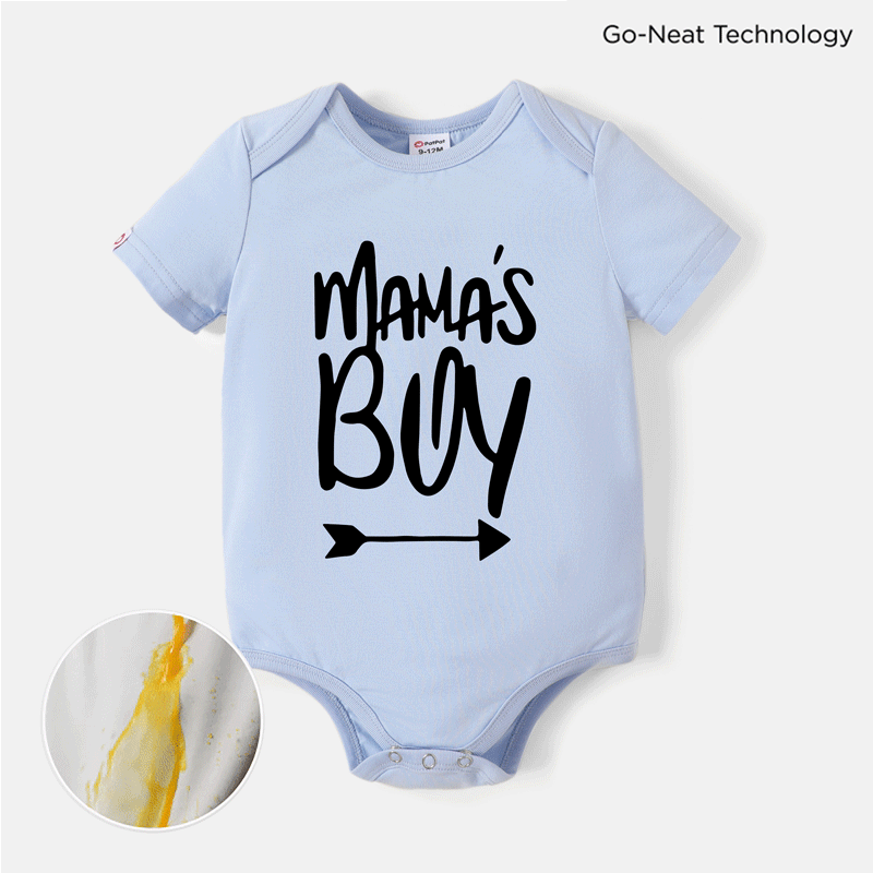 

[0M-24M] Go-Neat Water Repellent and Stain Resistant Baby Boy/Girl Letter Print Short-sleeve Romper