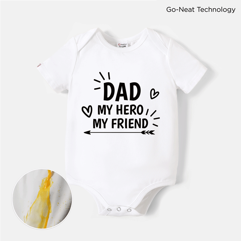 

[0M-24M] Go-Neat Water Repellent and Stain Resistant Baby Boy/Girl Letter Print Short-sleeve Romper