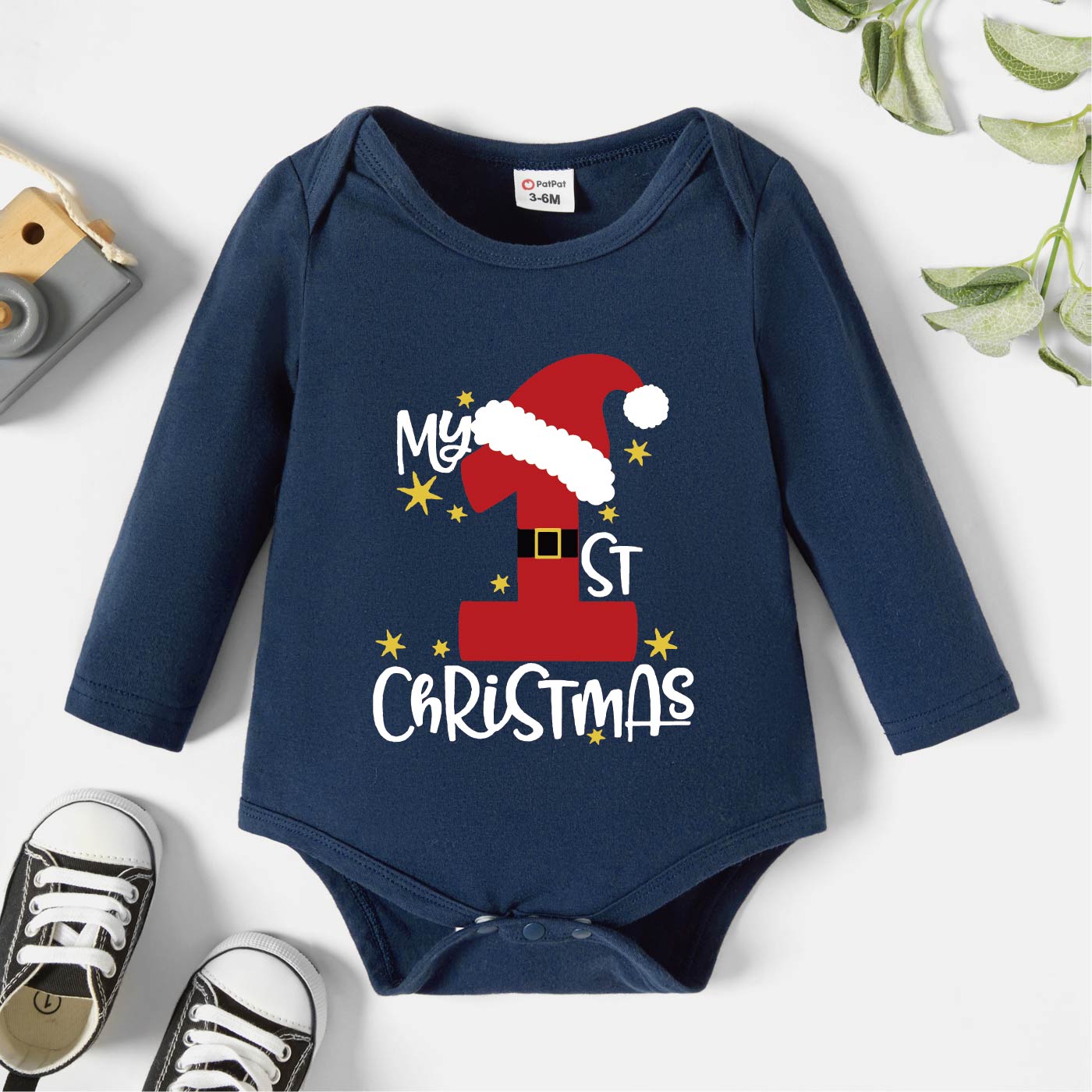

Christmas Baby Boy 95% Cotton Long-sleeve Graphic Romper